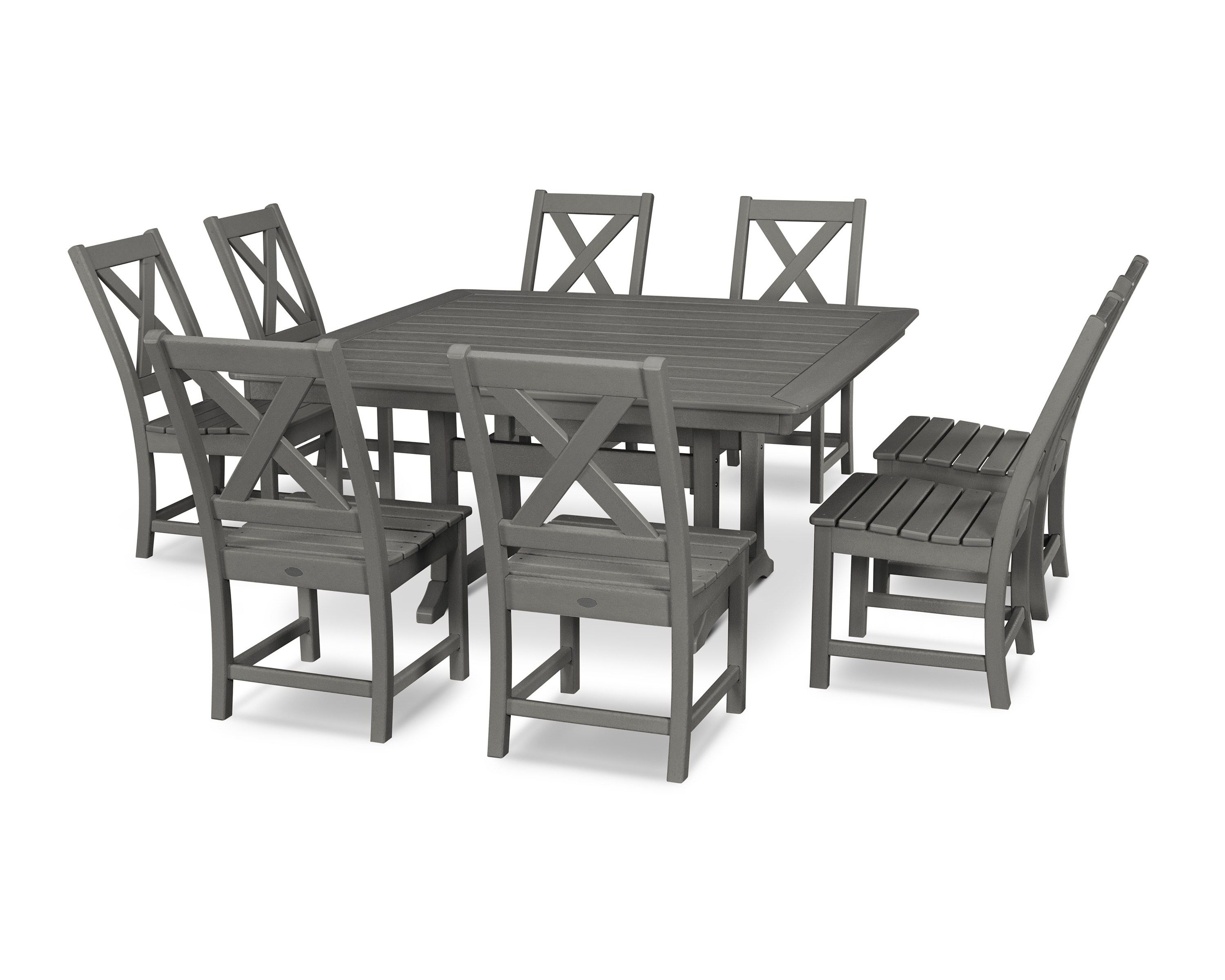POLYWOOD Braxton 9-Piece Nautical Trestle Dining Set