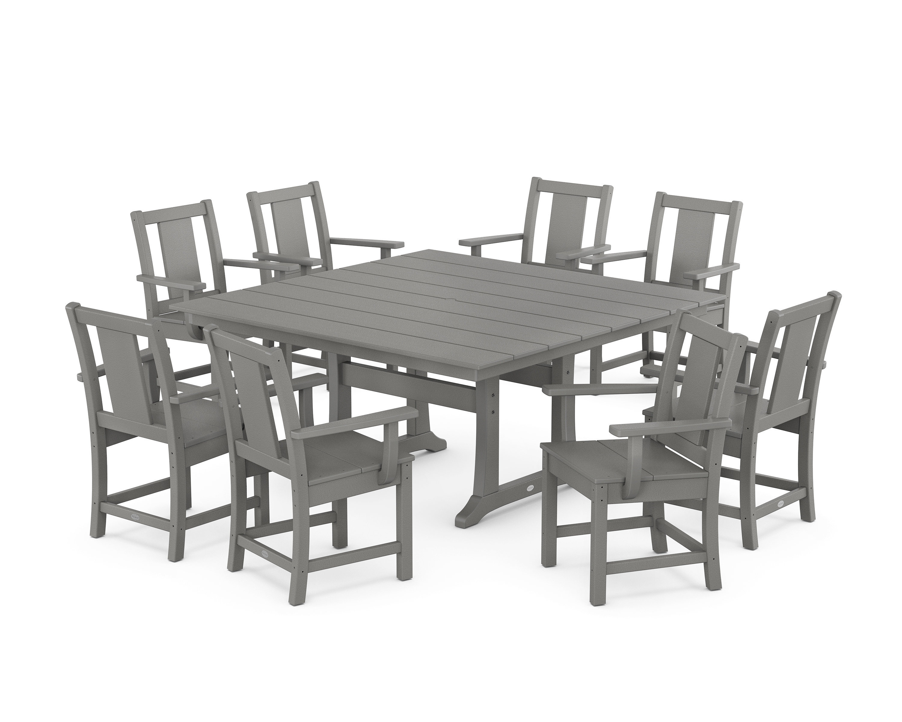 POLYWOOD Prairie 9-Piece Square Farmhouse Dining Set with Trestle Legs