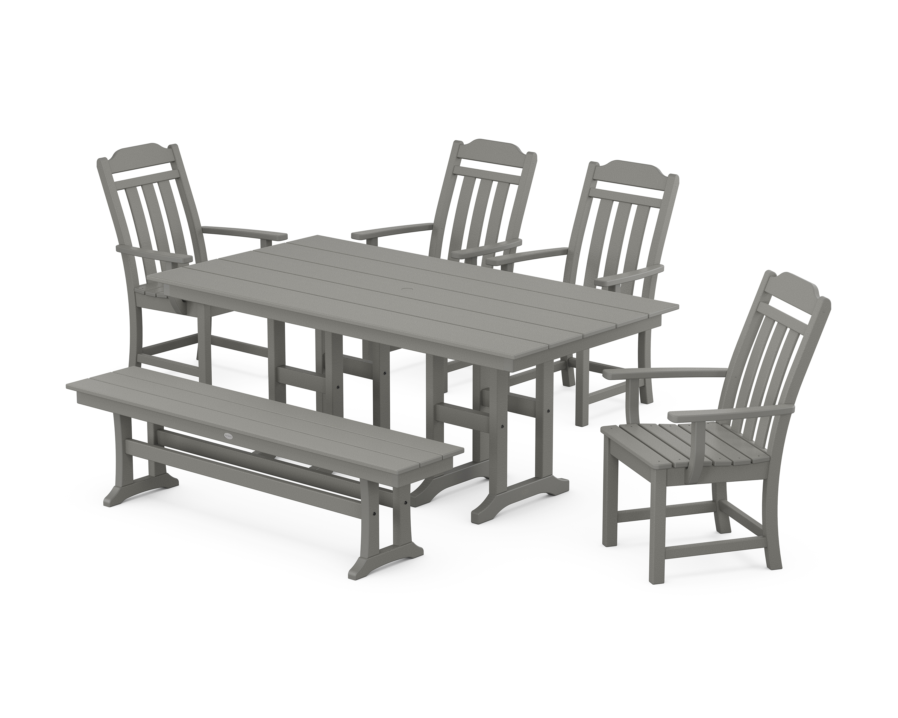 POLYWOOD Cottage 6-Piece Farmhouse Dining Set with Bench