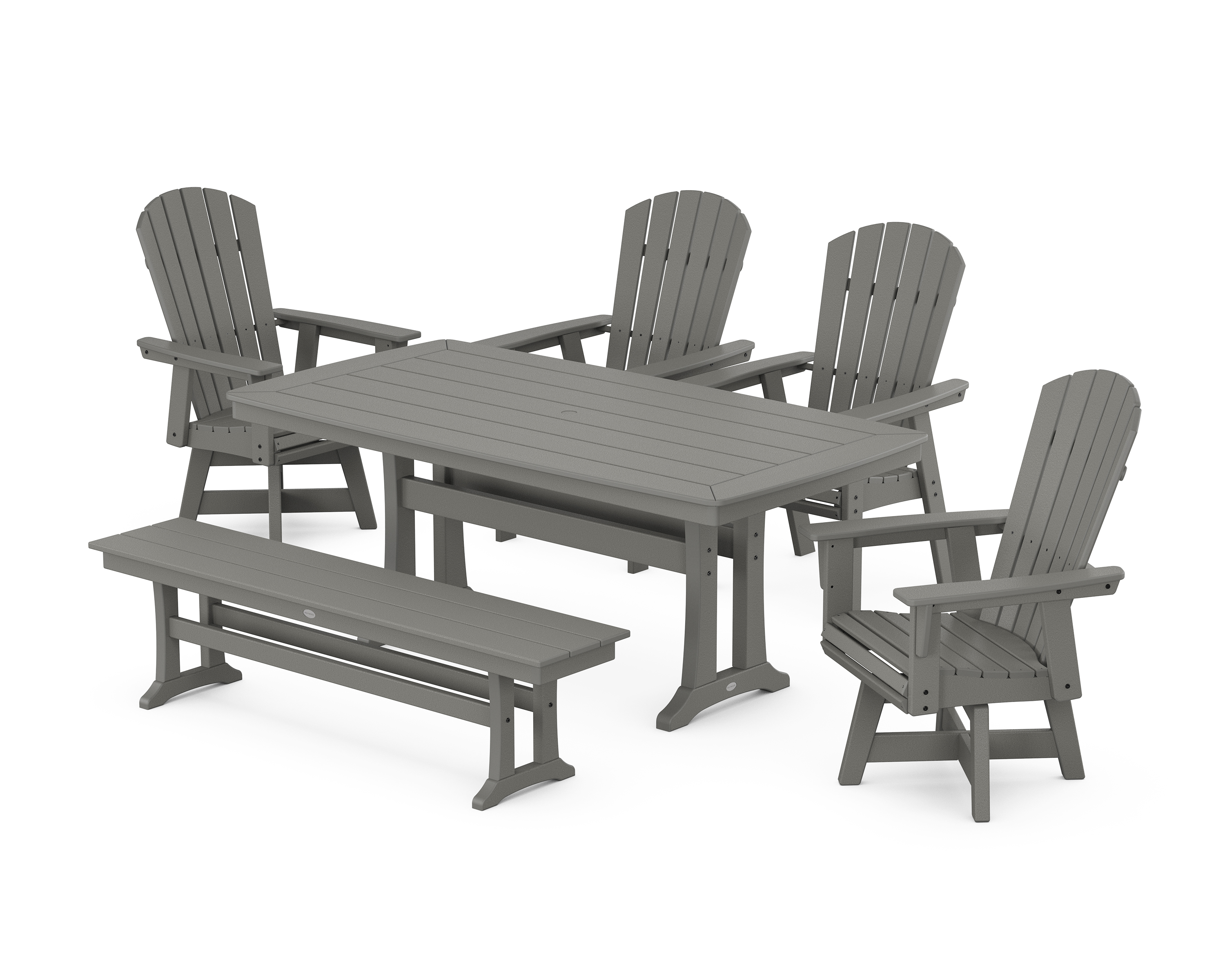 POLYWOOD Nautical Adirondack Swivel 6-Piece Dining Set with Trestle Legs
