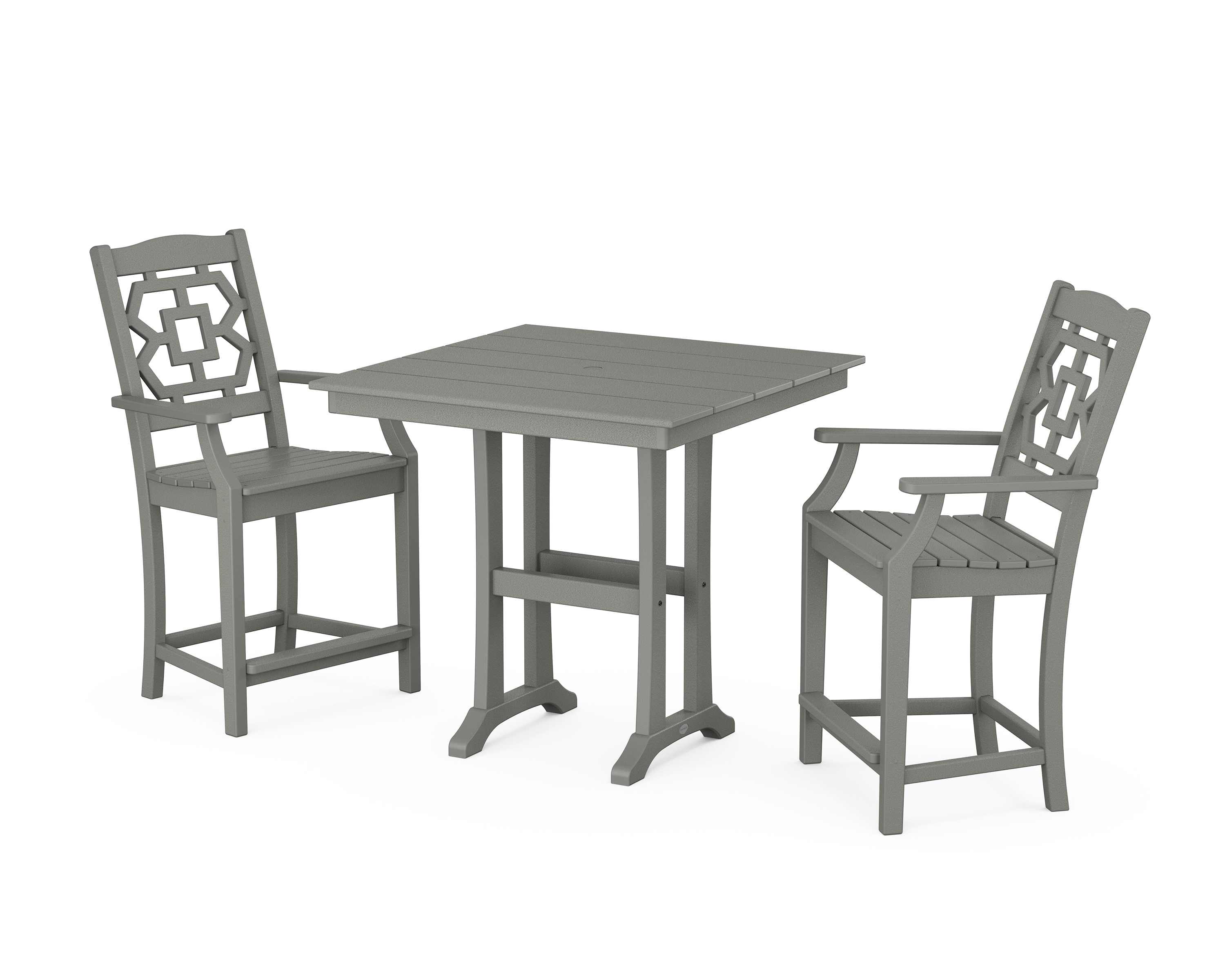 POLYWOOD Chinoiserie 3-Piece Farmhouse Counter Set with Trestle Legs