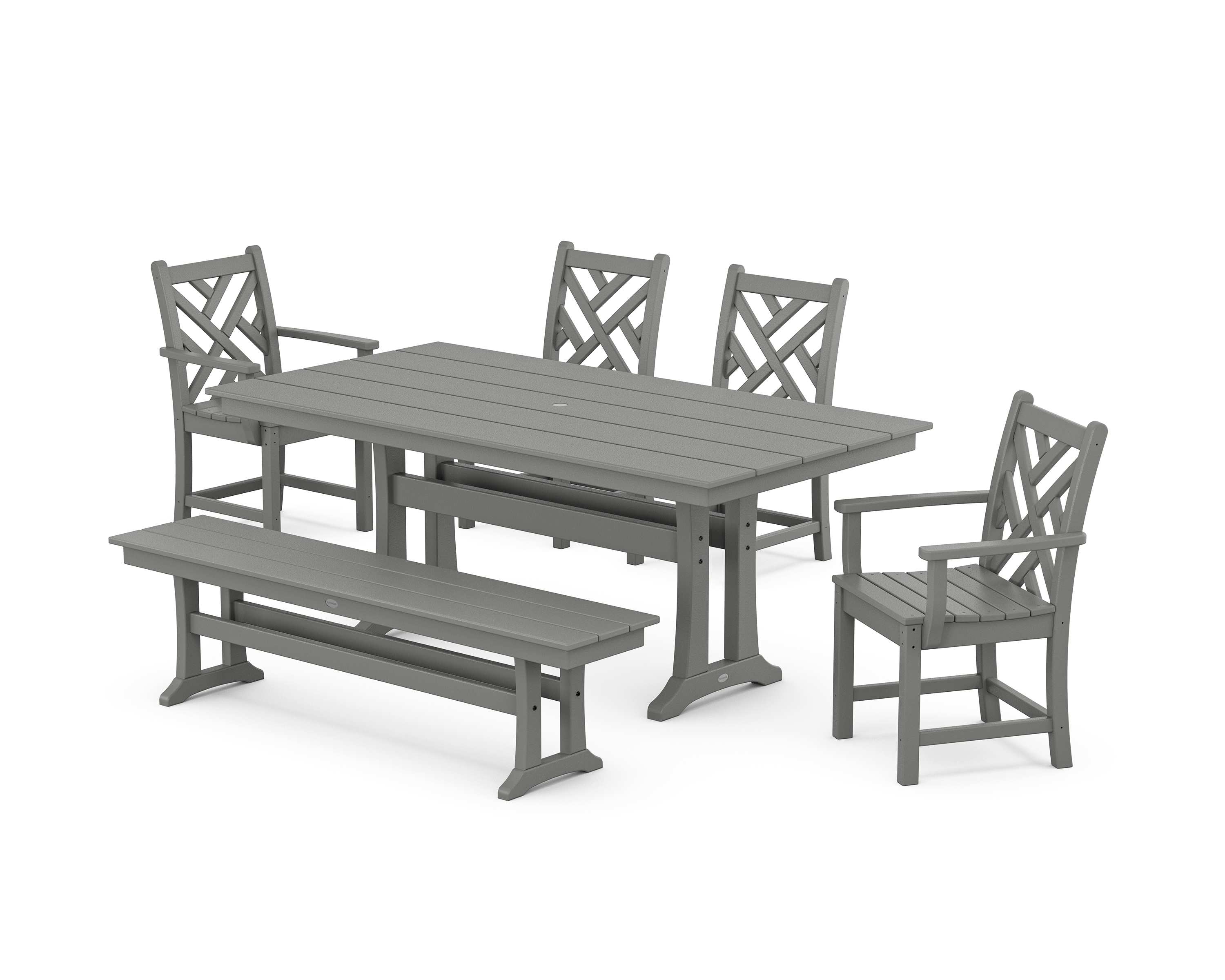 POLYWOOD Chippendale 6-Piece Farmhouse Dining Set With Trestle Legs