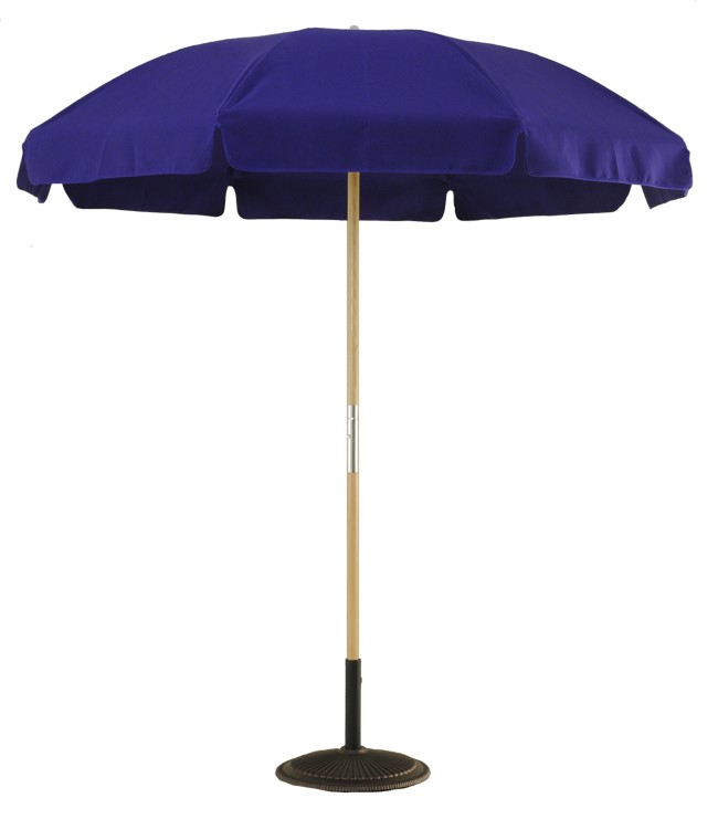 7 1/2 Ft Wooden Beach Umbrella with Fiberglass Ribs & Button Connector