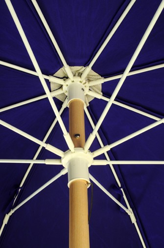 7 1/2 Ft Wooden Beach Umbrella with Fiberglass Ribs & Button Connector