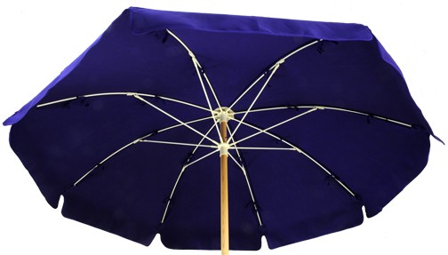 7 1/2 Ft Wooden Beach Umbrella with Fiberglass Ribs & No Button