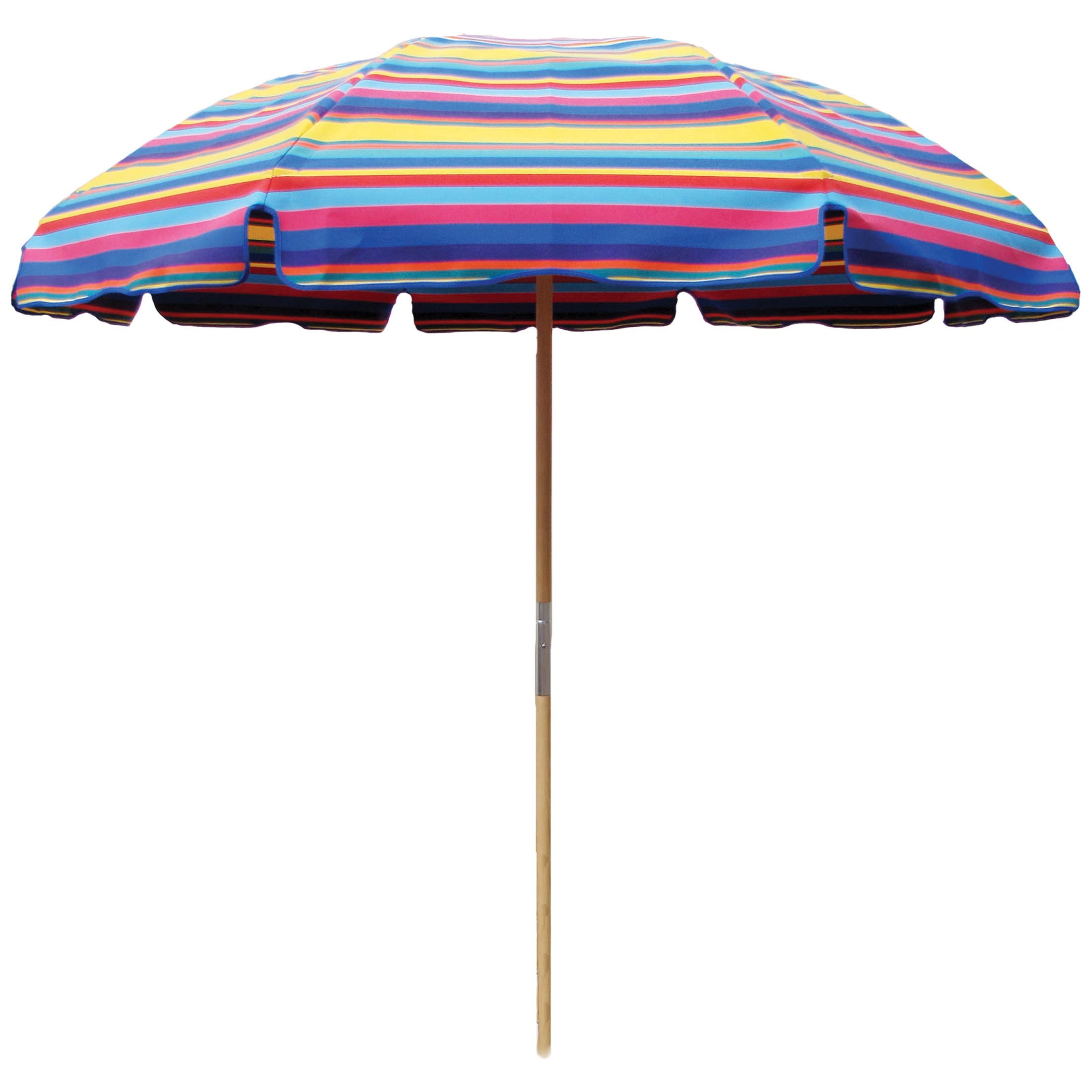 7 1/2 Ft Wooden Beach Umbrella with Fiberglass Ribs & No Button