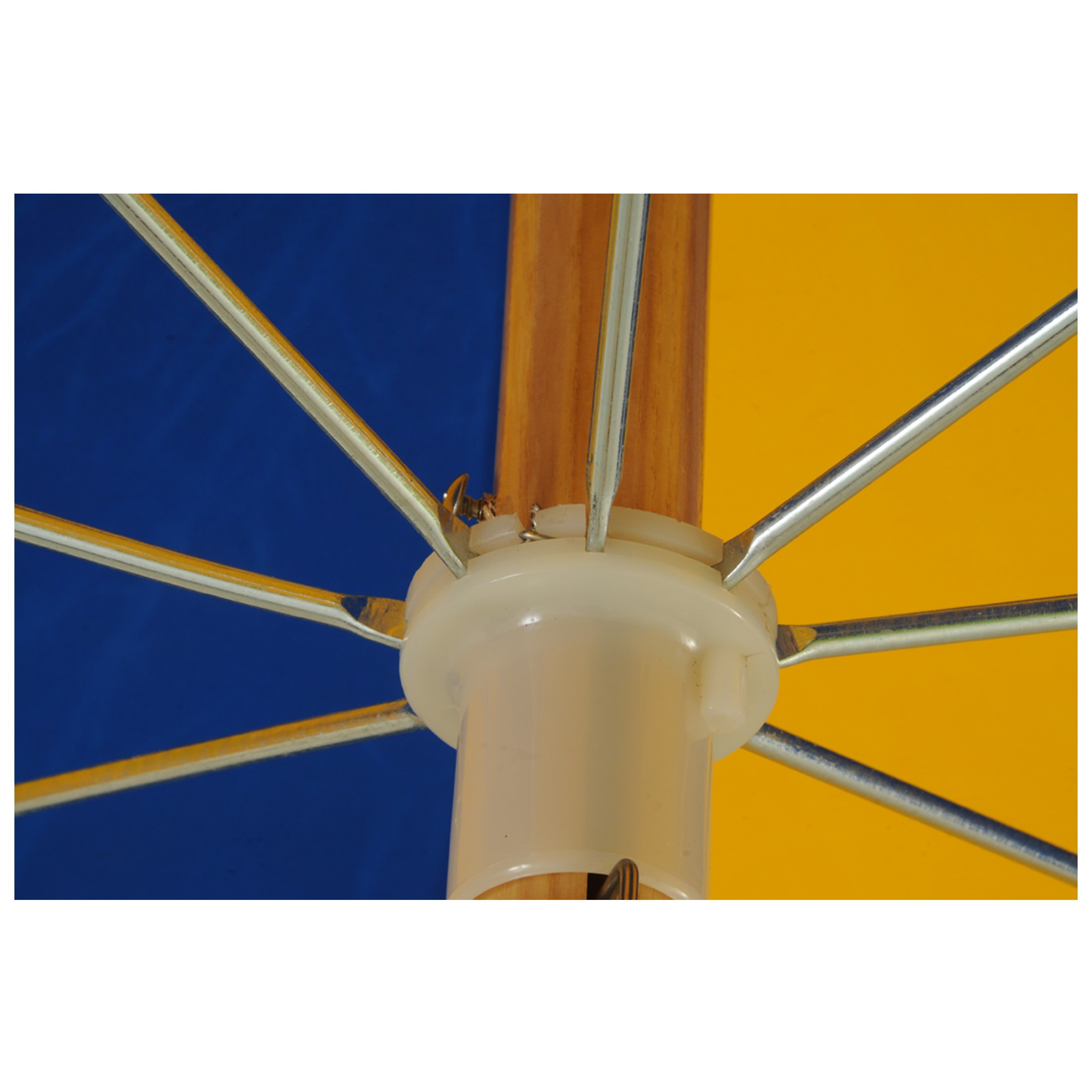 7 1/2 Ft Wooden Beach Umbrella with Steel Ribs & Button Connector