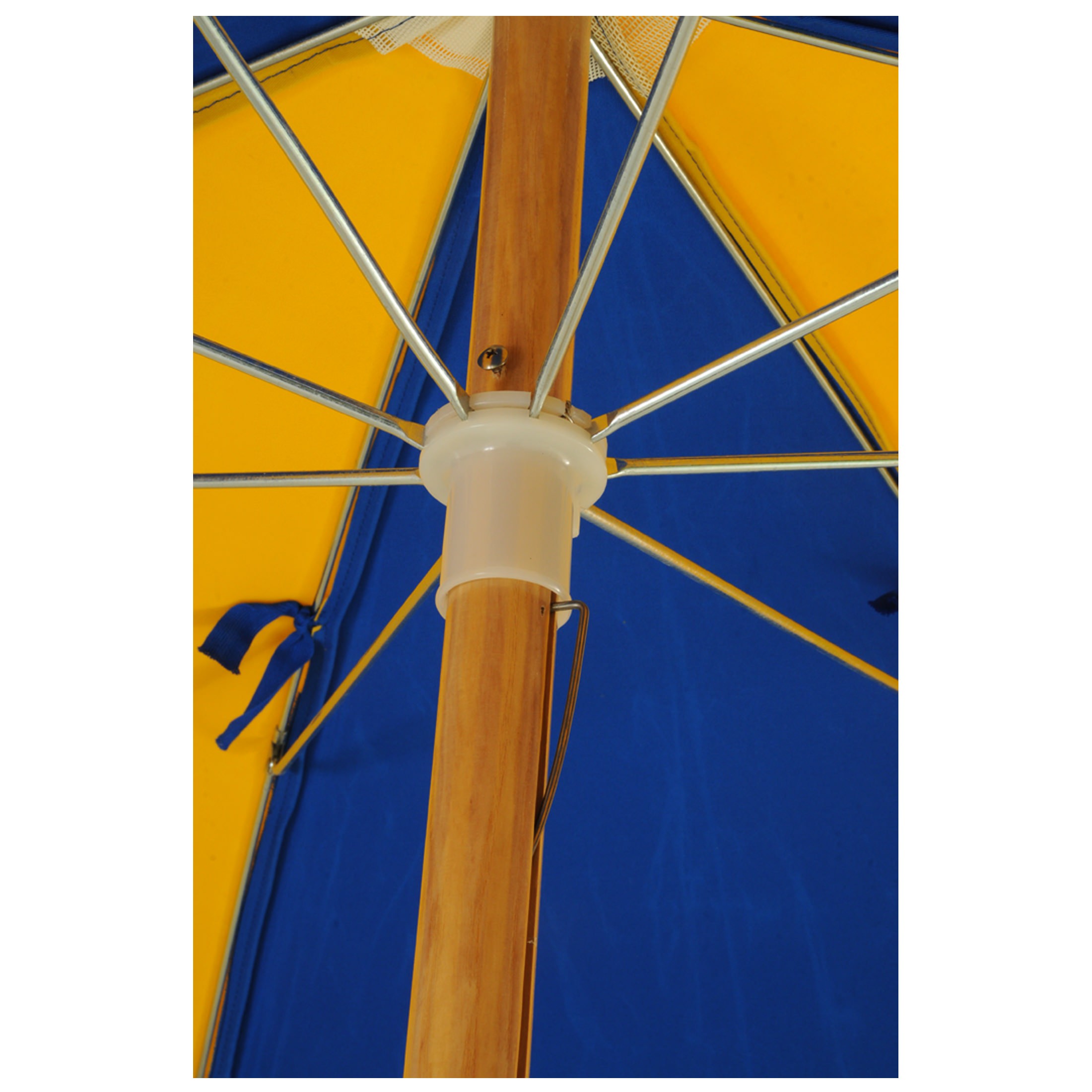 7 1/2 Ft Wooden Beach Umbrella with Steel Ribs & Button Connector