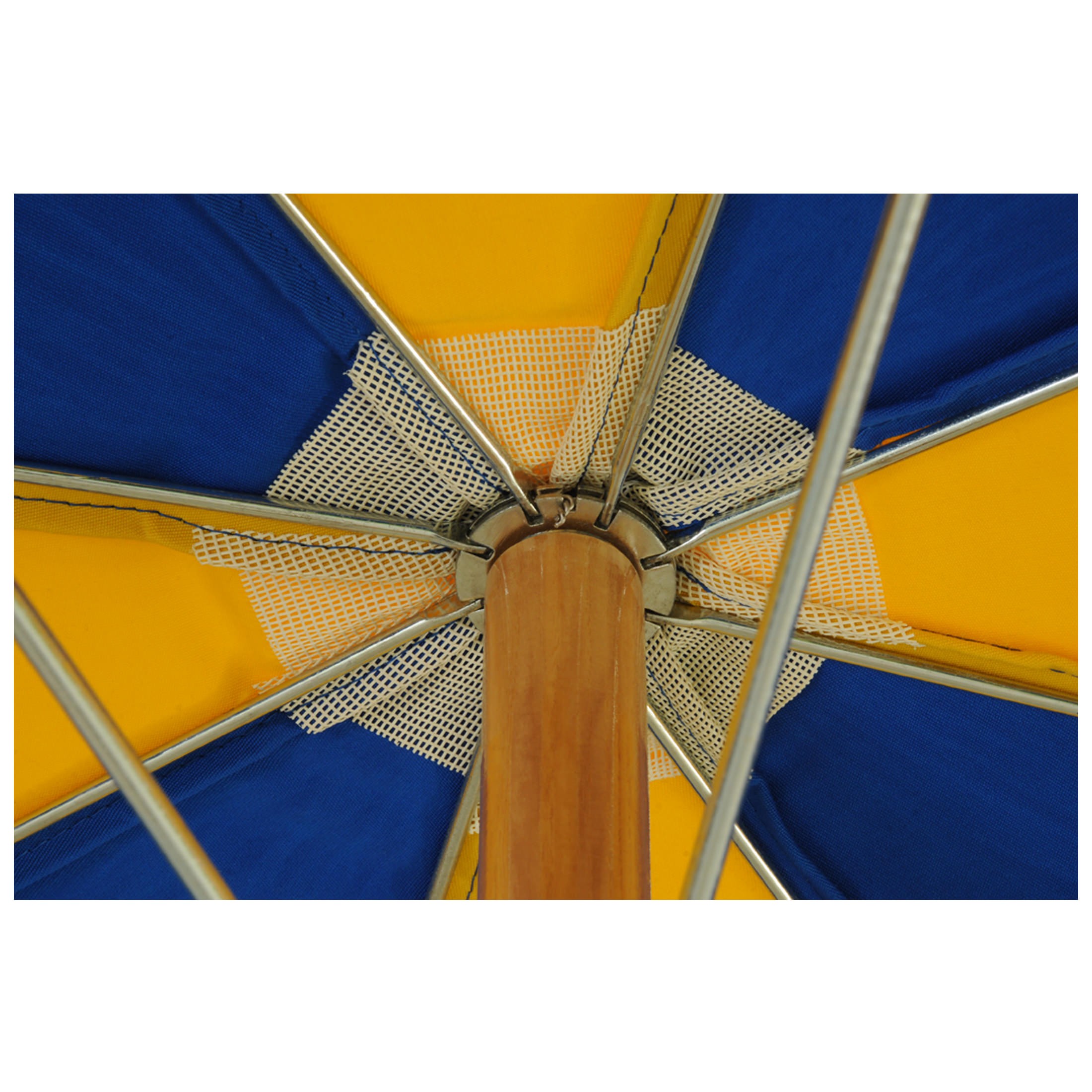 7 1/2 Ft Wooden Beach Umbrella with Steel Ribs & Button Connector