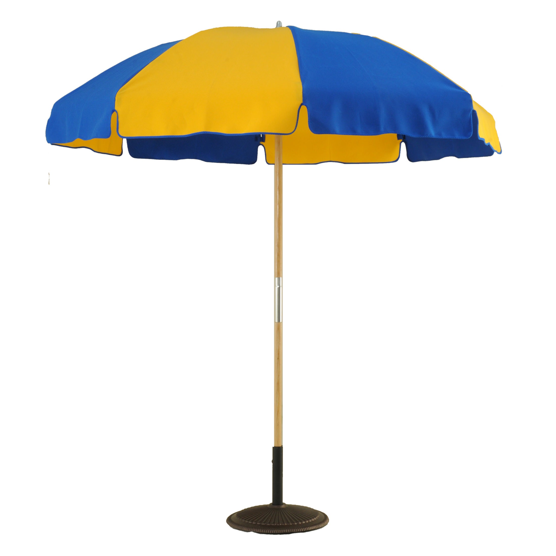 7 1/2 Ft Wooden Beach Umbrella with Steel Ribs & Button Connector