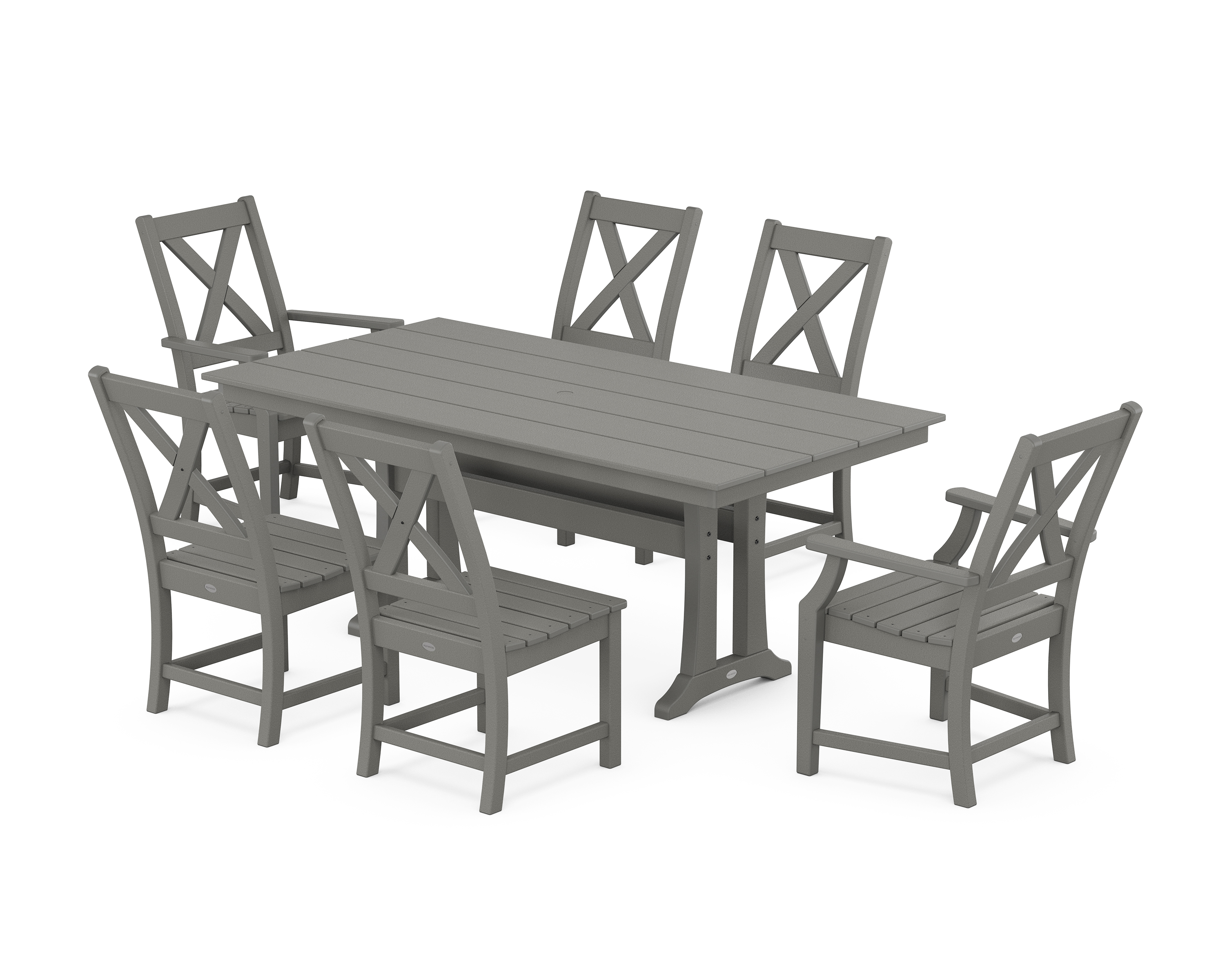 POLYWOOD Braxton 7-Piece Farmhouse Dining Set With Trestle Legs