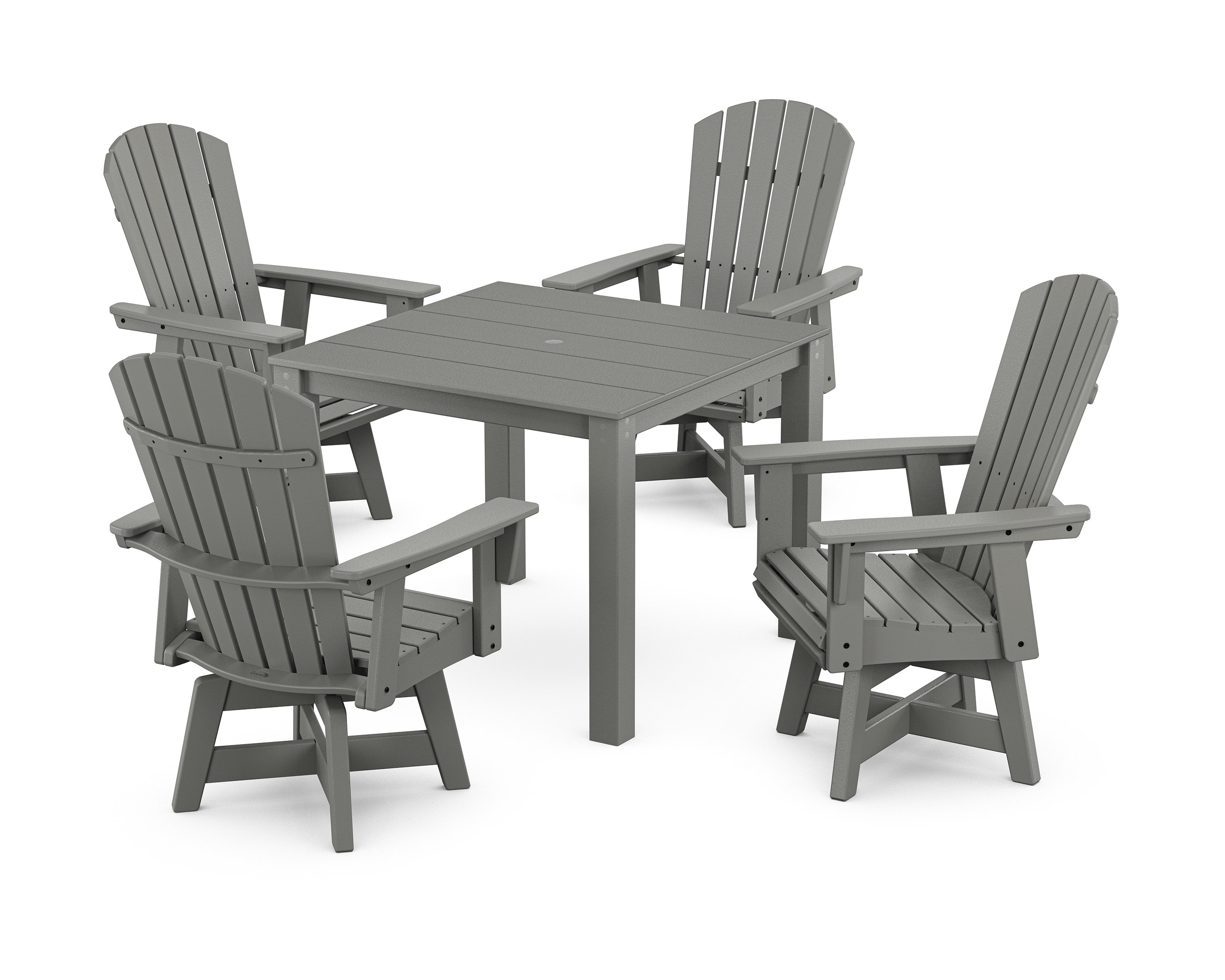 POLYWOOD Nautical Curveback Adirondack Swivel 5-Piece Parsons Dining Set