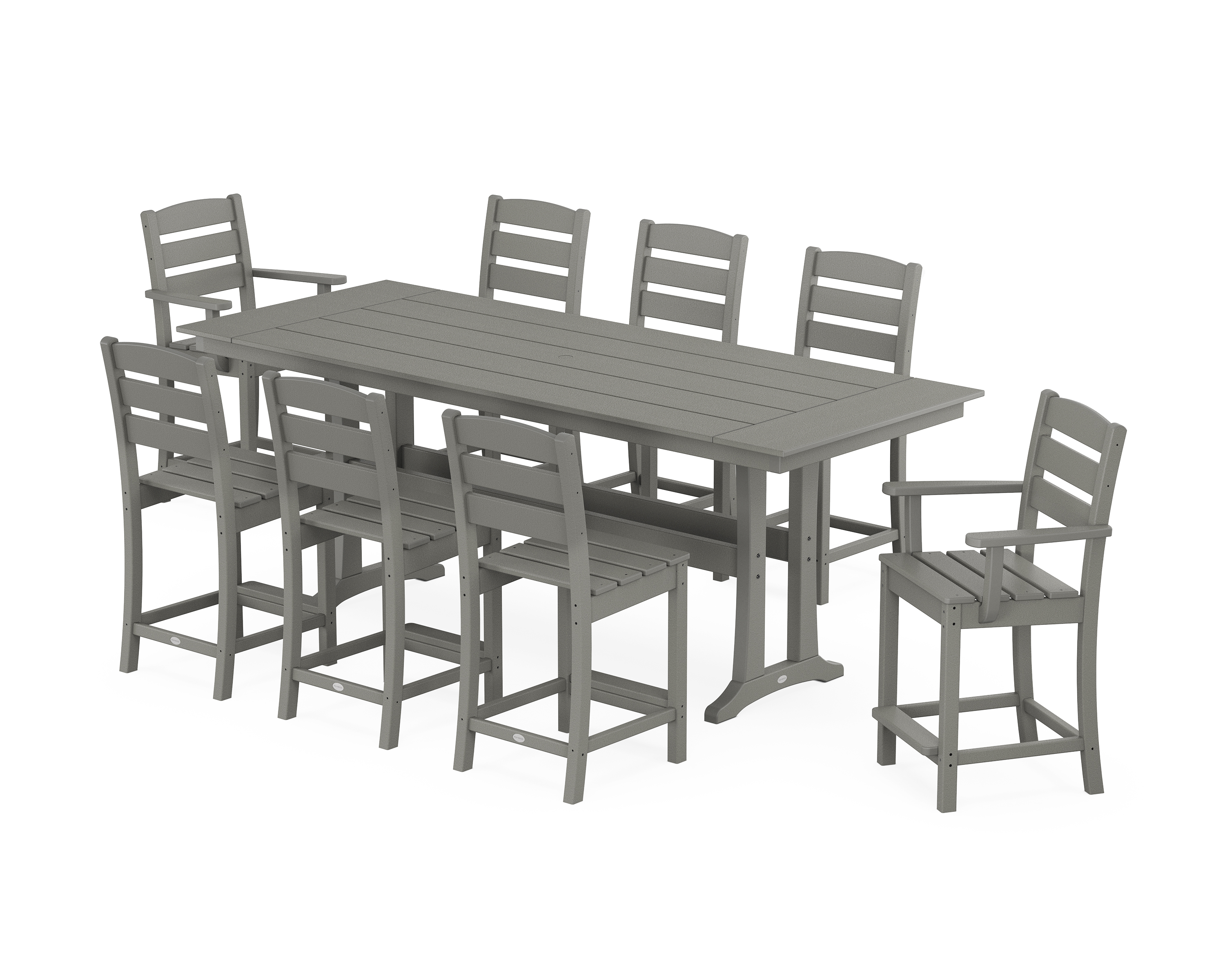 POLYWOOD Lakeside 9-Piece Farmhouse Counter Set with Trestle Legs