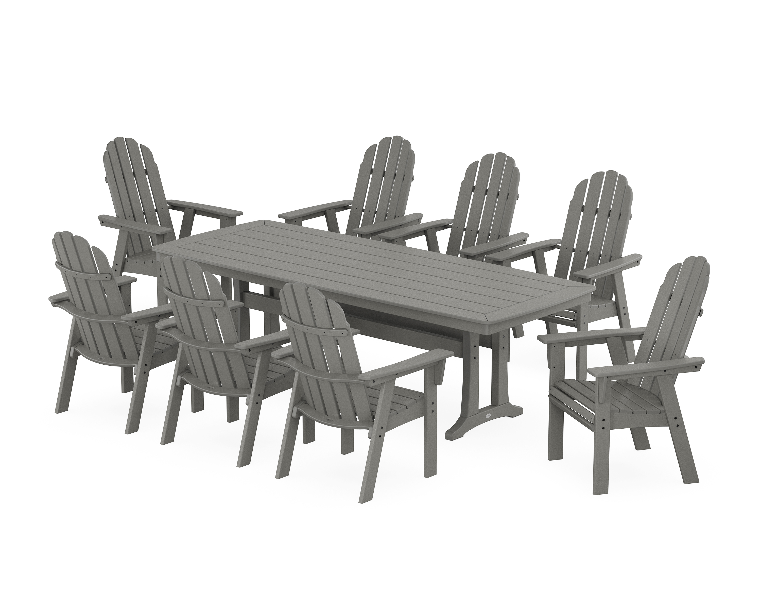 POLYWOOD Vineyard Curveback Adirondack 9-Piece Dining Set with Trestle Legs