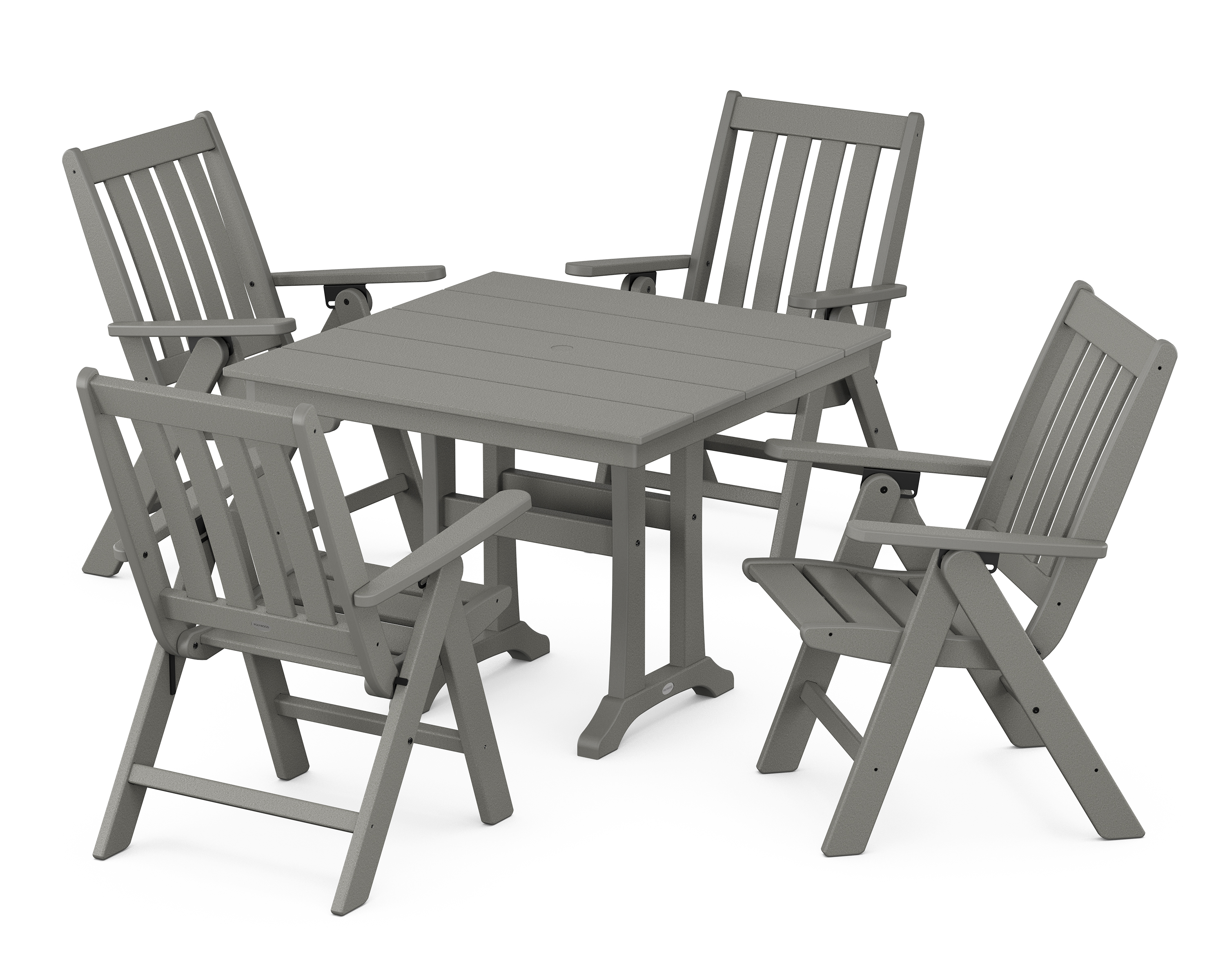 POLYWOOD Vineyard Folding 5-Piece Farmhouse Dining Set With Trestle Legs