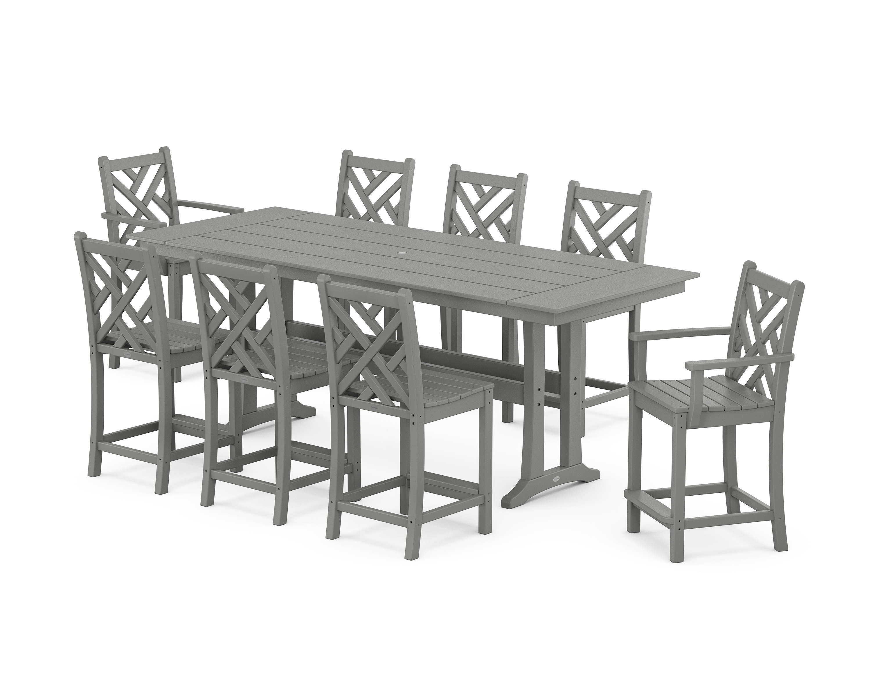 POLYWOOD Chippendale 9-Piece Farmhouse Counter Set with Trestle Legs