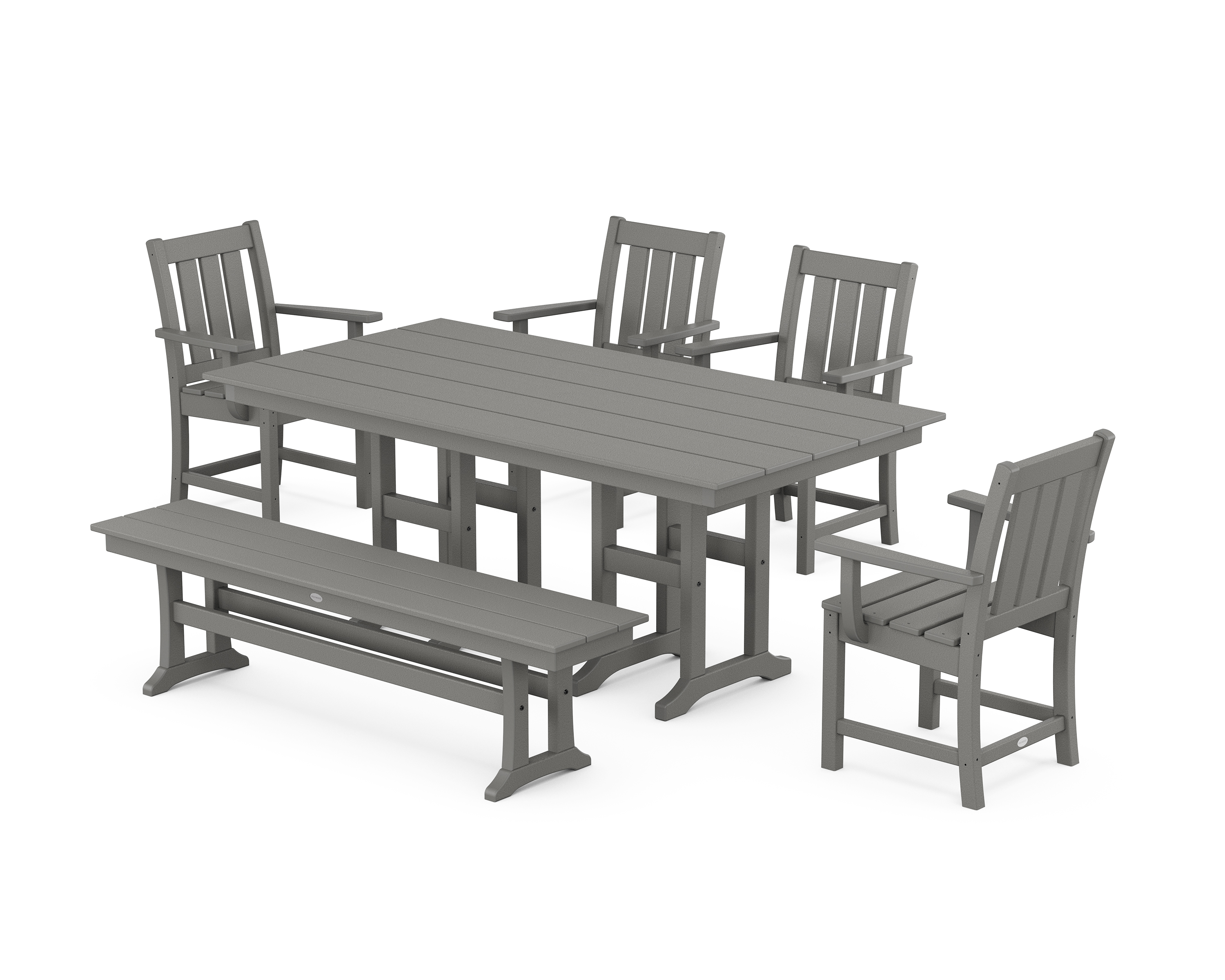 POLYWOOD Oxford 6-Piece Farmhouse Dining Set with Bench