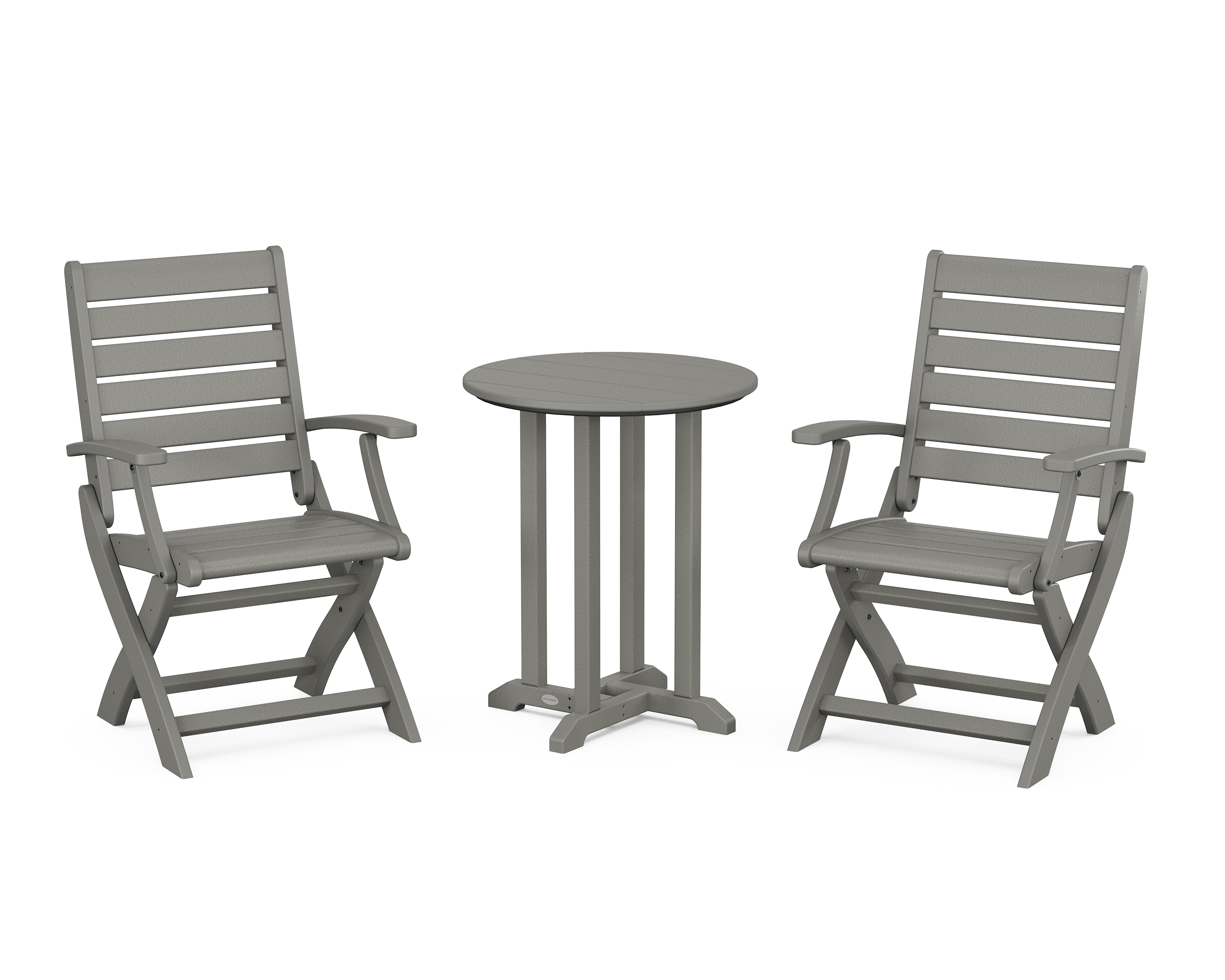 POLYWOOD Signature Folding Chair 3-Piece Round Farmhouse Bistro Dining Set