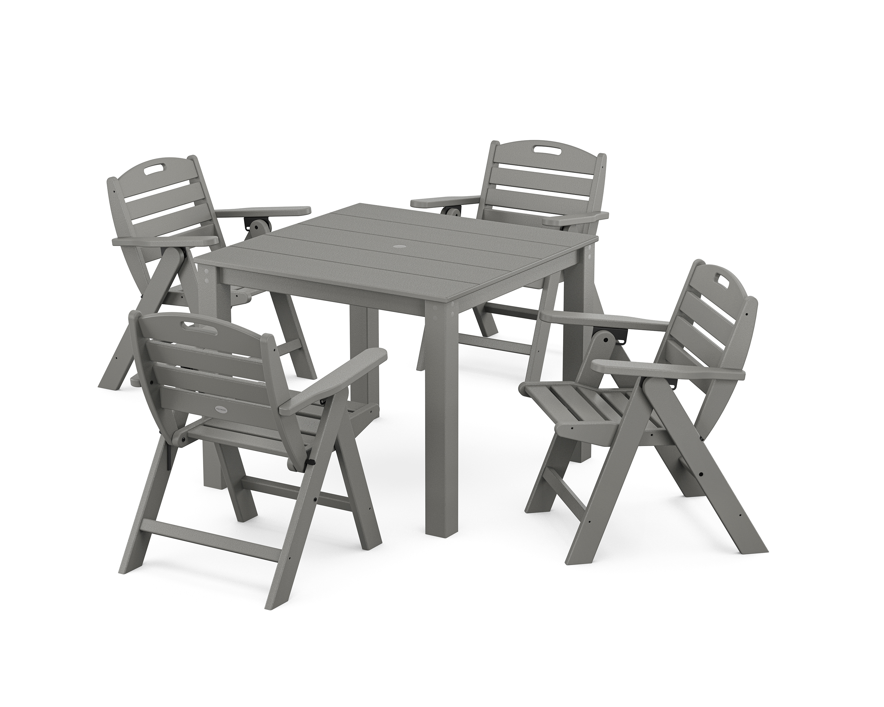 POLYWOOD Nautical Folding Lowback Chair 5-Piece Parsons Dining Set
