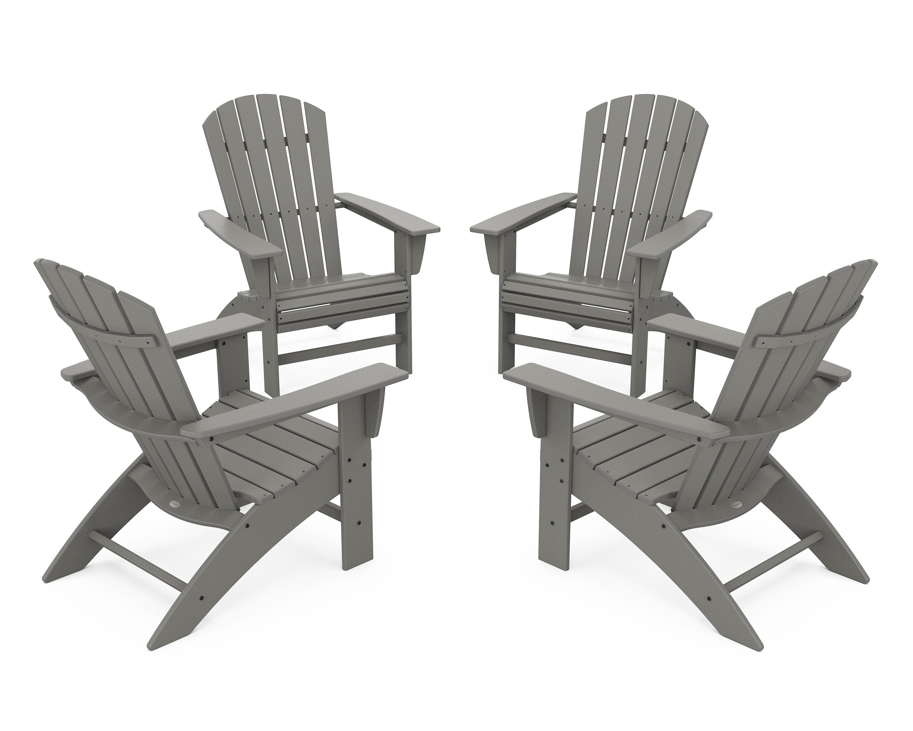 POLYWOOD 4-Piece Nautical Curveback Adirondack Chair Conversation Set