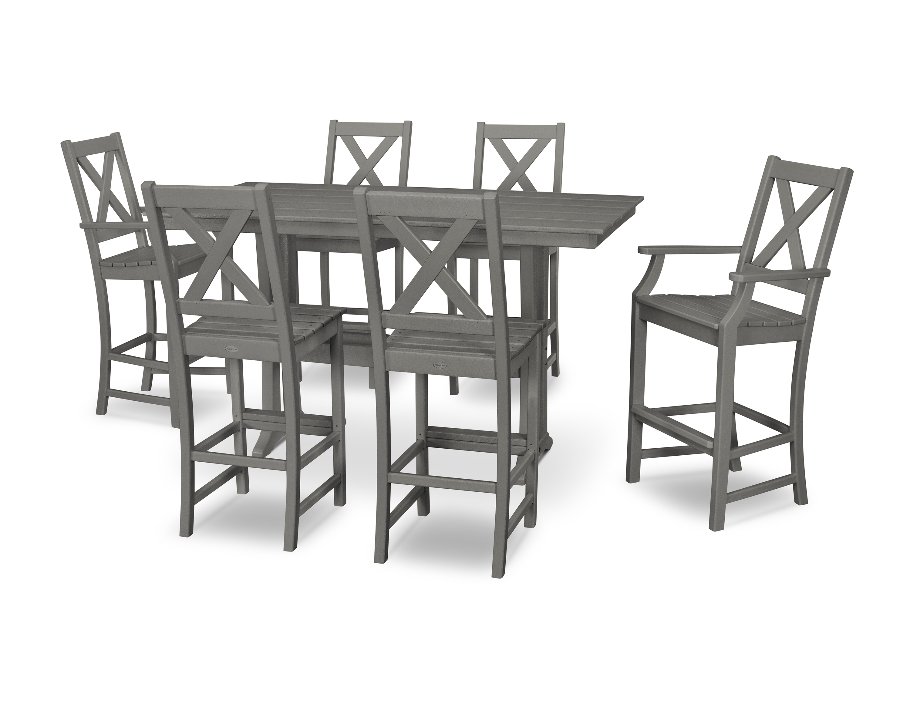 POLYWOOD Braxton 7-Piece Farmhouse Trestle Bar Set