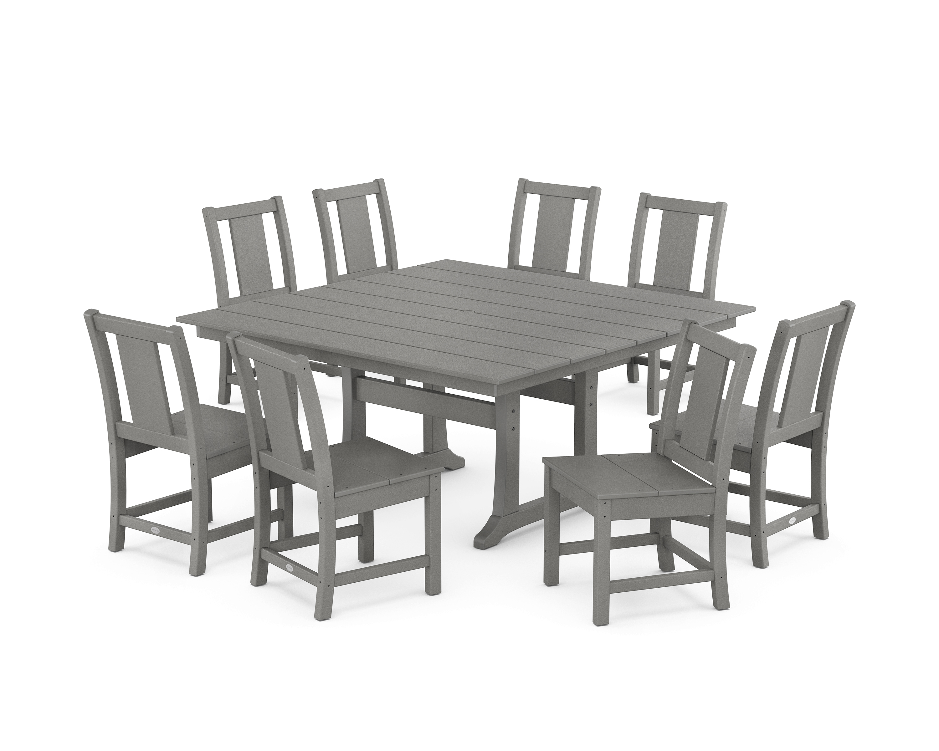 POLYWOOD Prairie Side Chair 9-Piece Square Farmhouse Dining Set with Trestle Legs