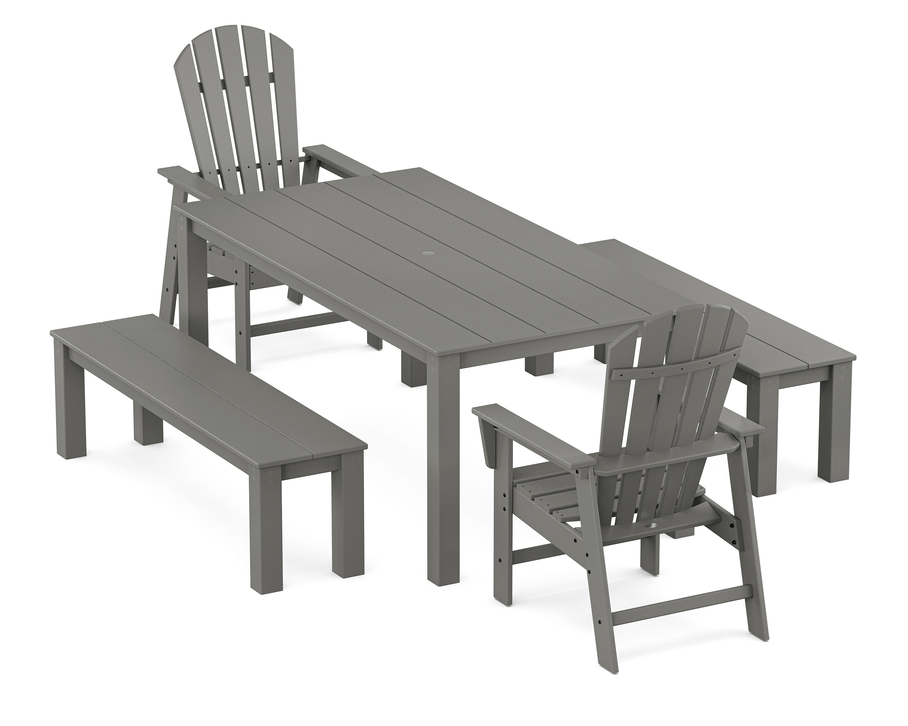 POLYWOOD South Beach 5-Piece Parsons Dining Set with Benches