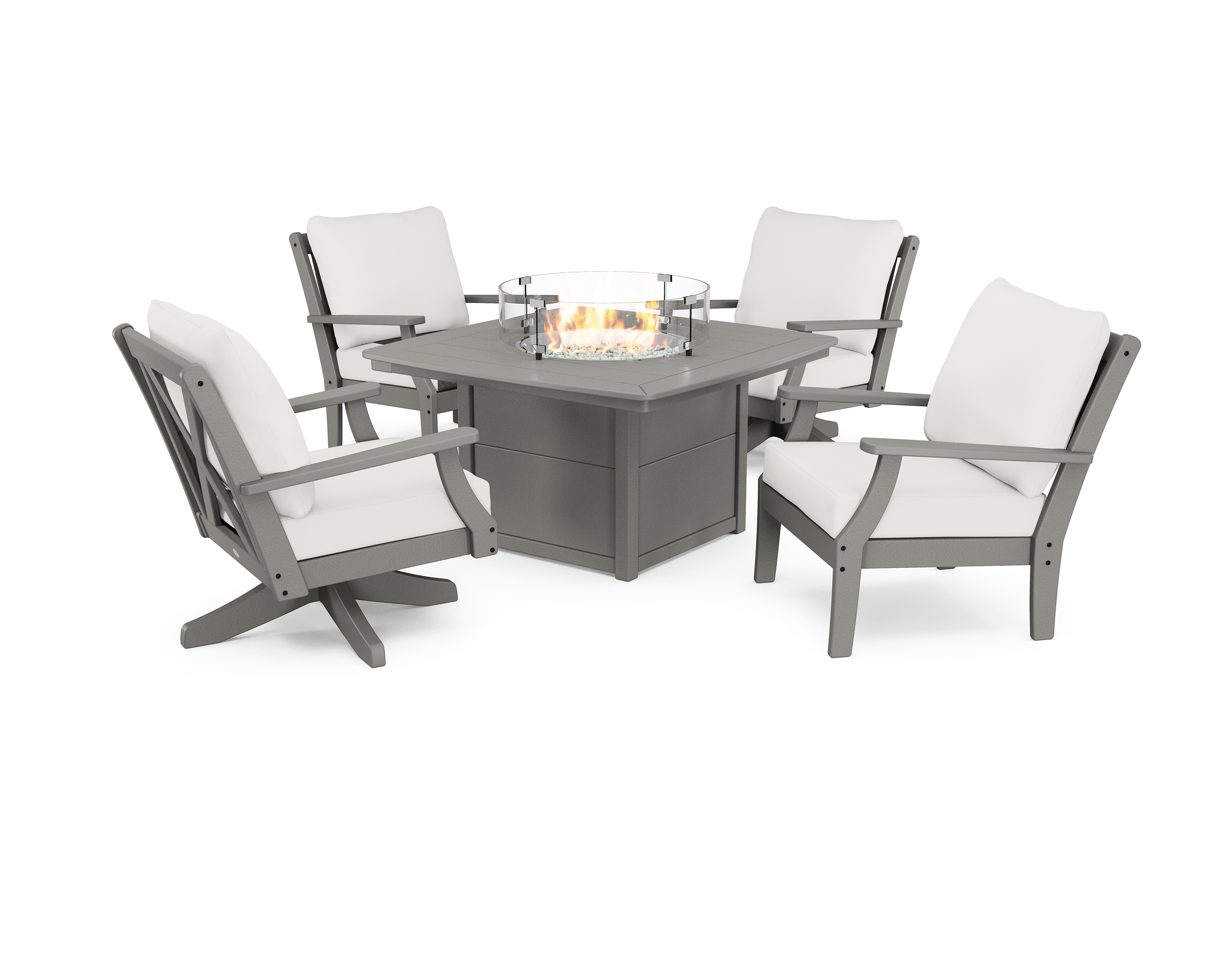 POLYWOOD Braxton 5-Piece Deep Seating Set with Fire Table