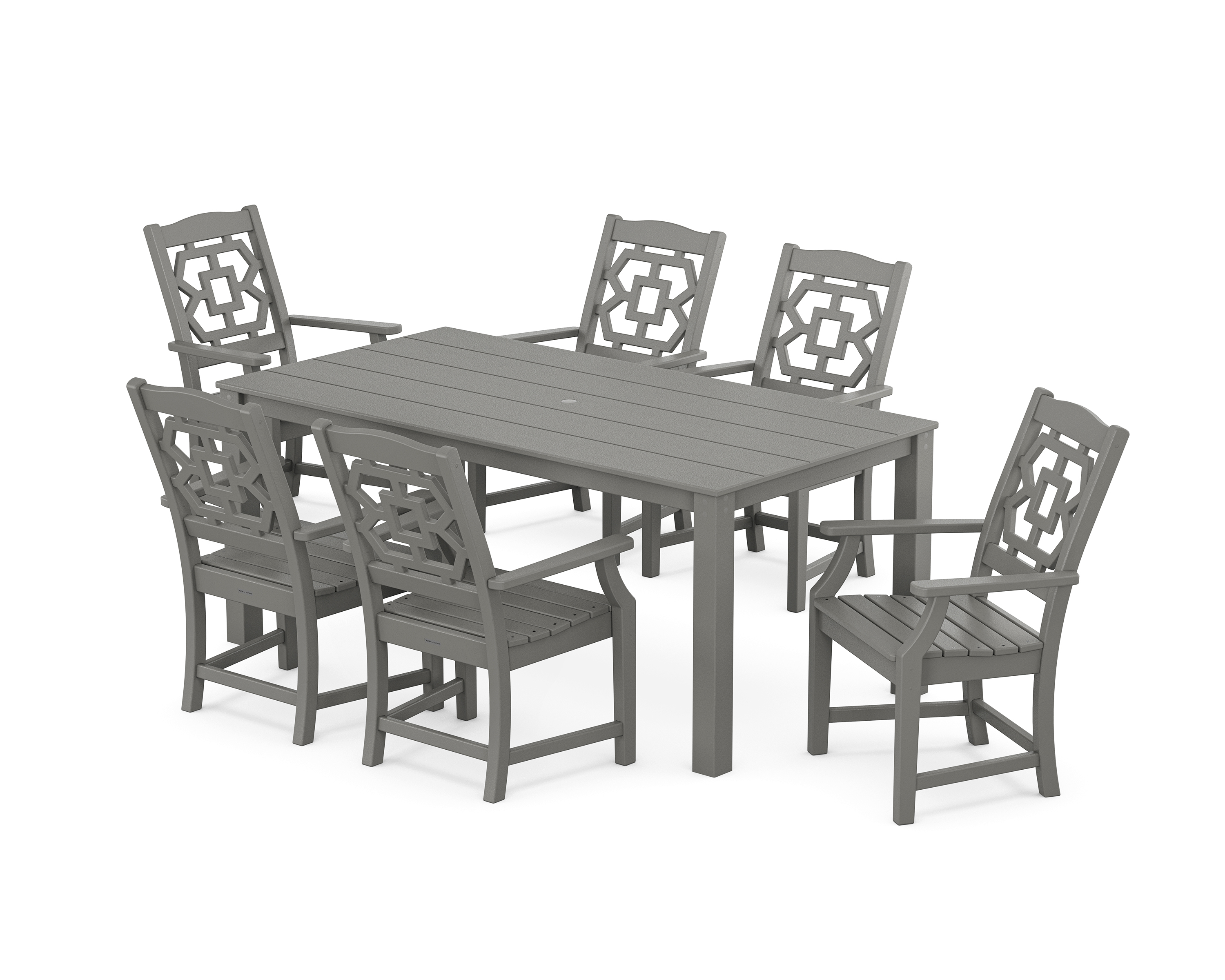 POLYWOOD Chinoiserie Arm Chair 7-Piece Parsons Dining Set