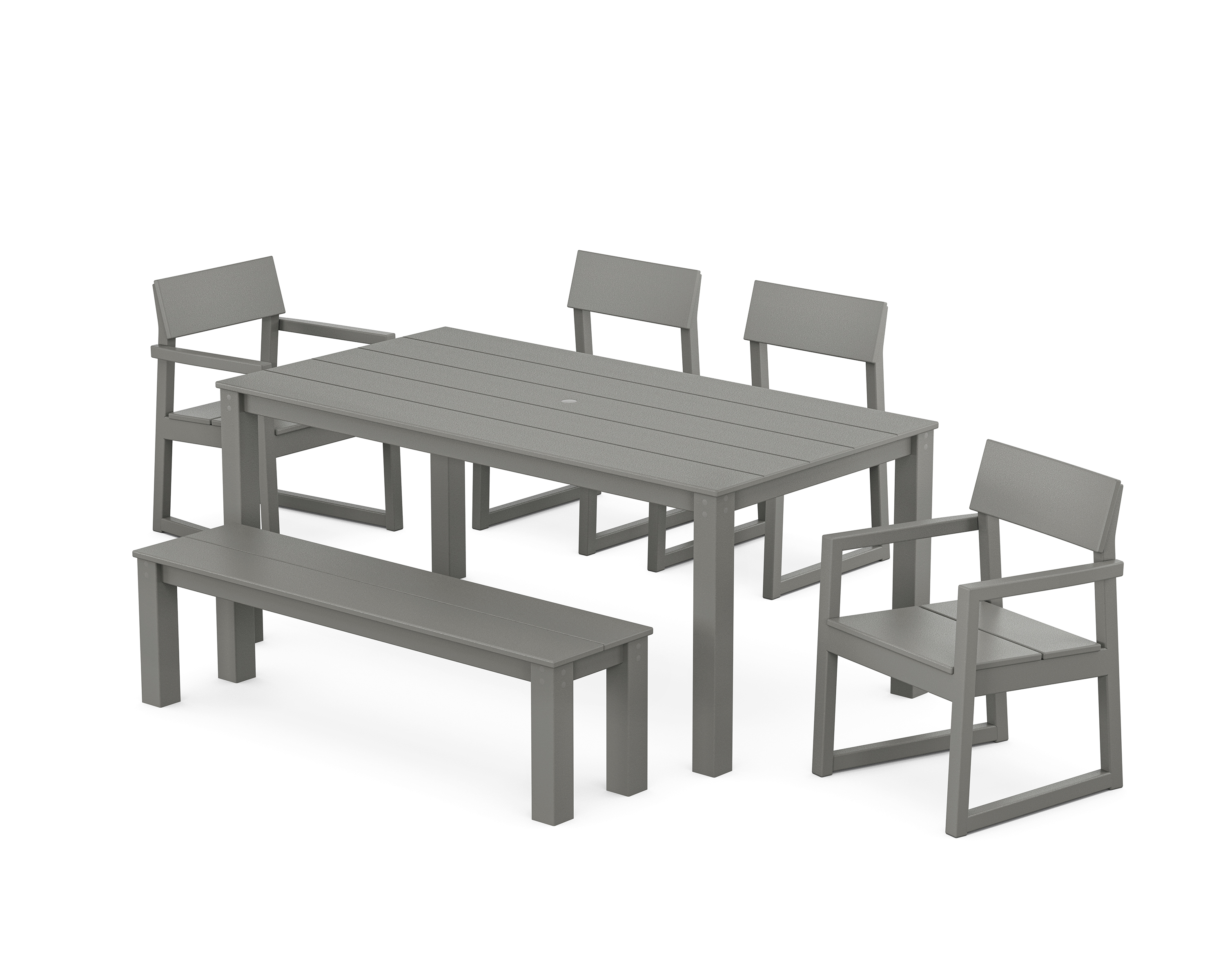 POLYWOOD EDGE 6-Piece Parsons Dining Set with Bench
