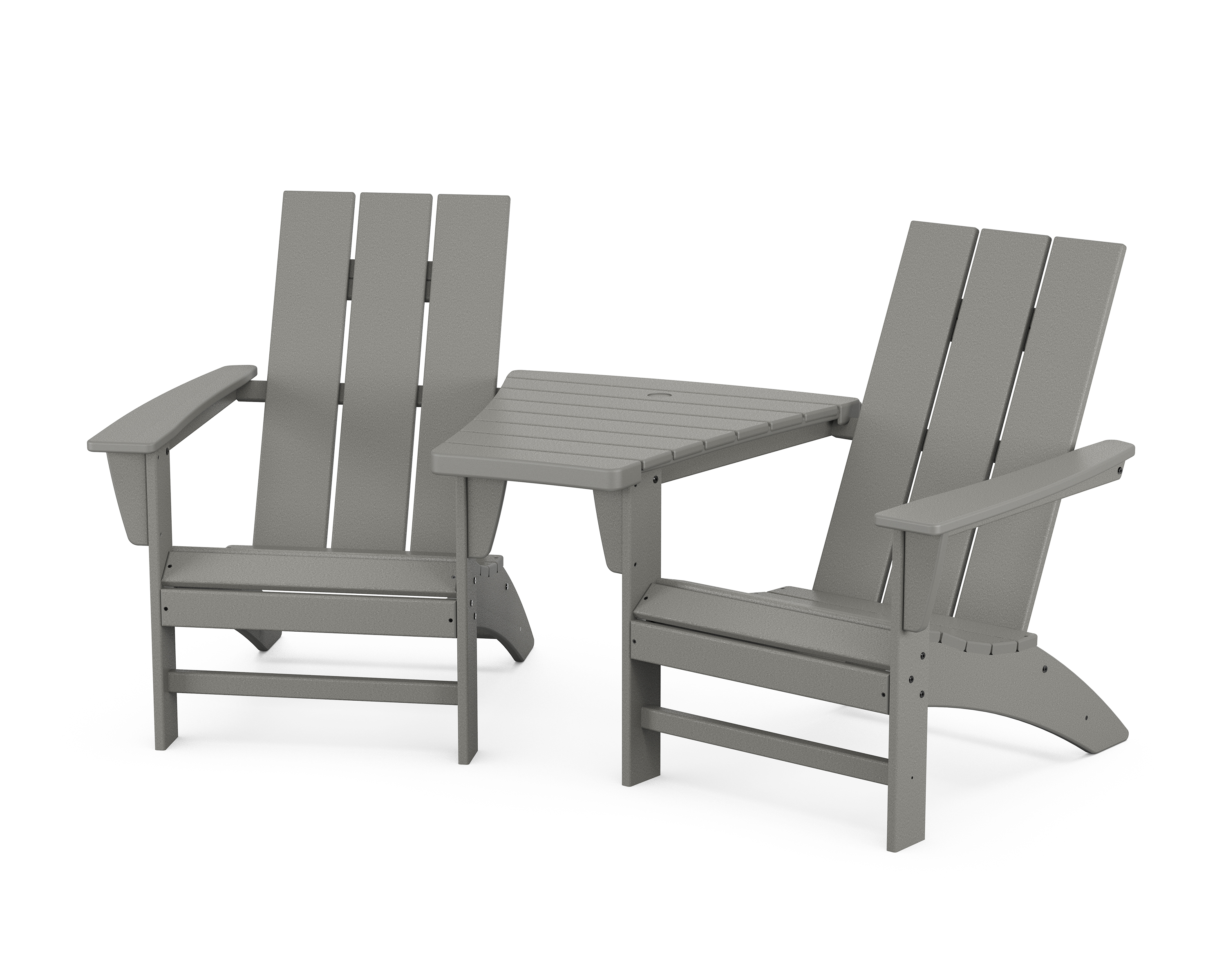 POLYWOOD Modern 3-Piece Adirondack Set with Angled Connecting Table