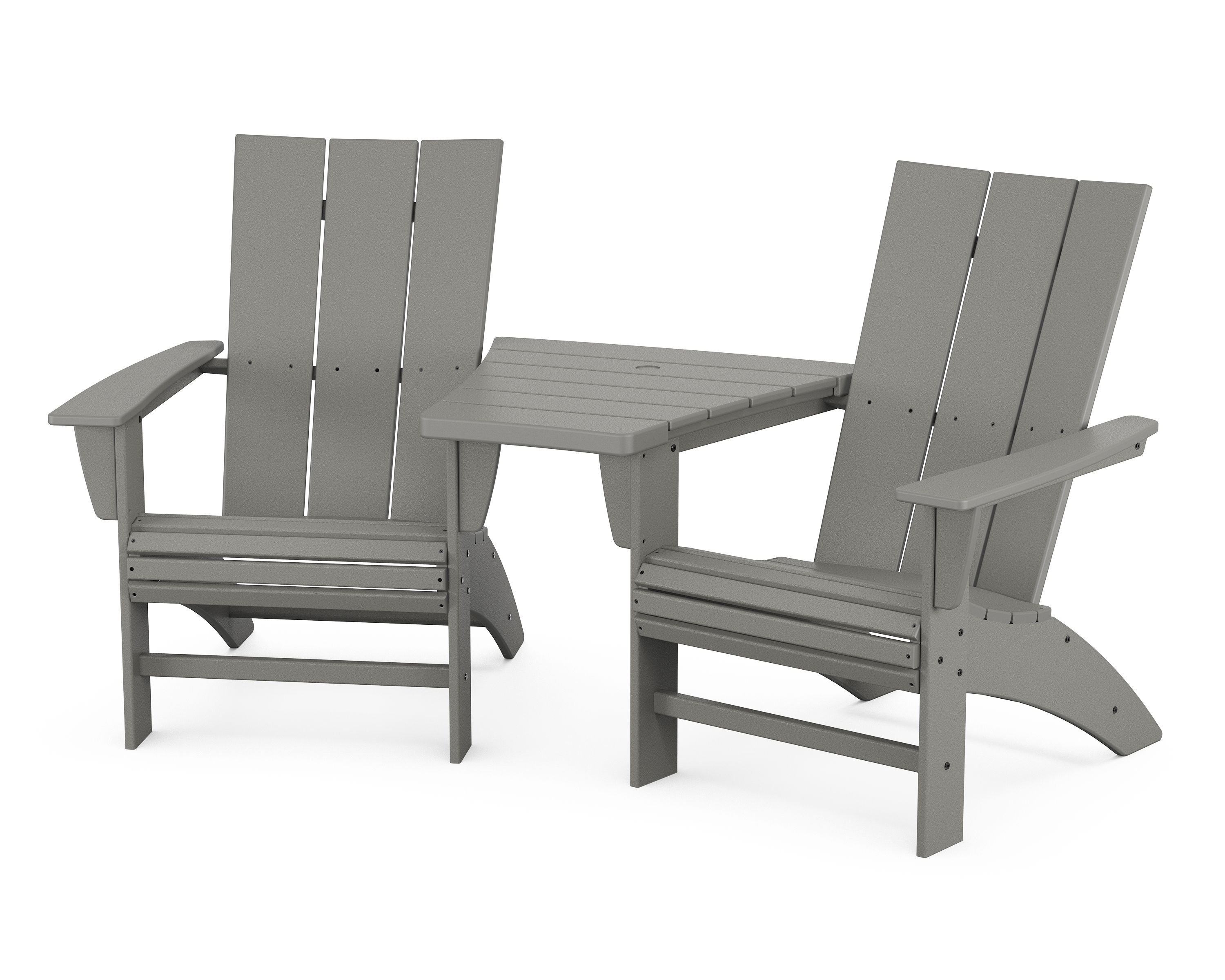 POLYWOOD Modern 3-Piece Curveback Adirondack Set with Angled Connecting Table