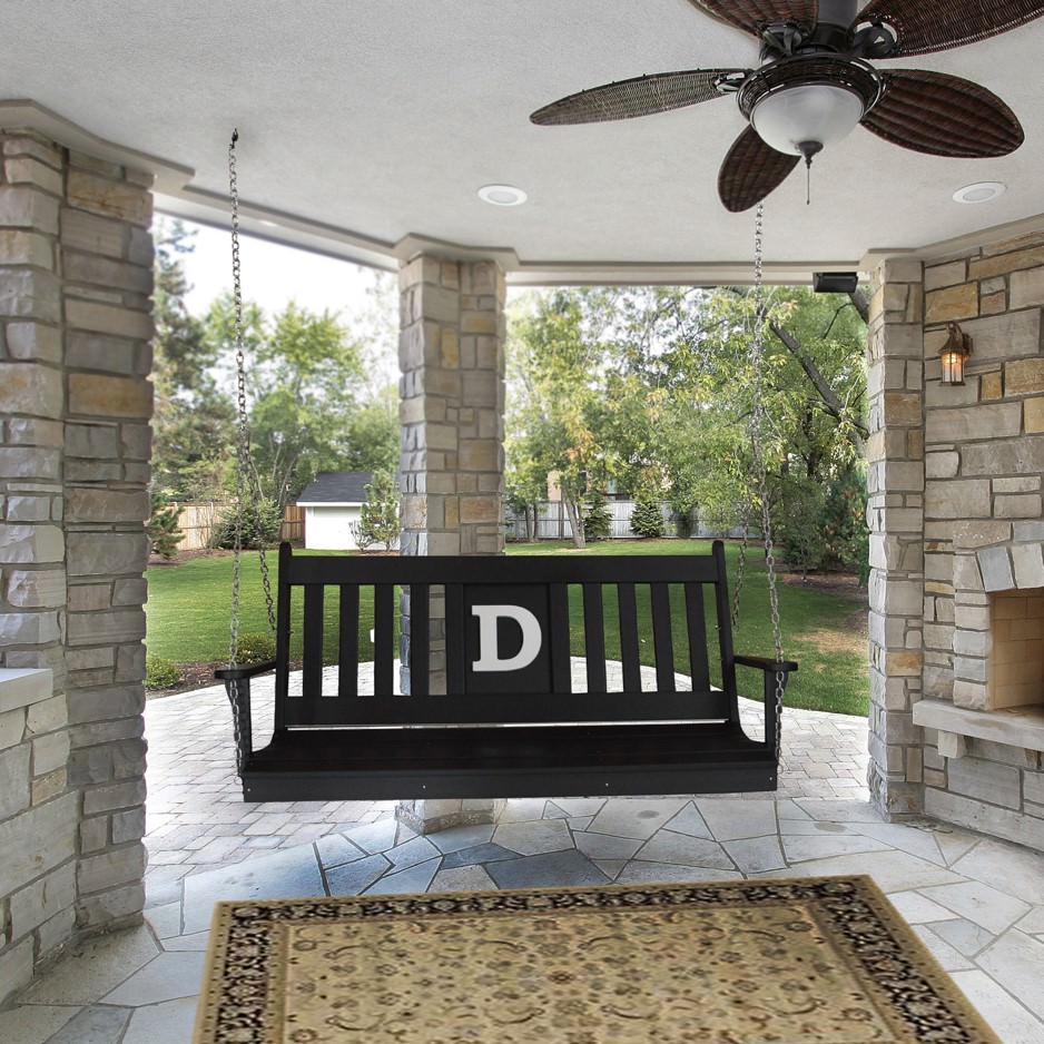 A&L Furniture 5 ft Poly Traditional English Swing with Monogram