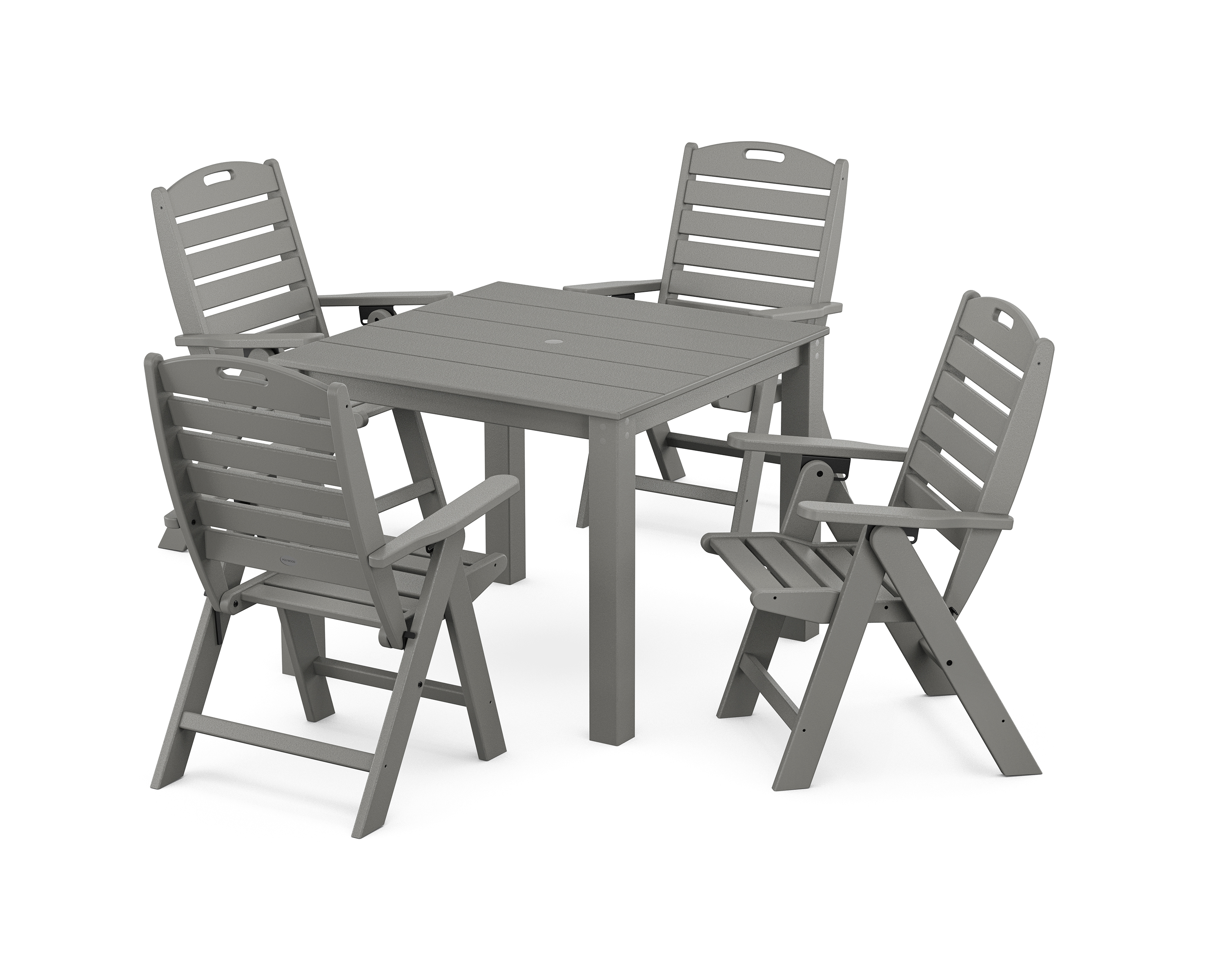 POLYWOOD Nautical Folding Highback Chair 5-Piece Parsons Dining Set