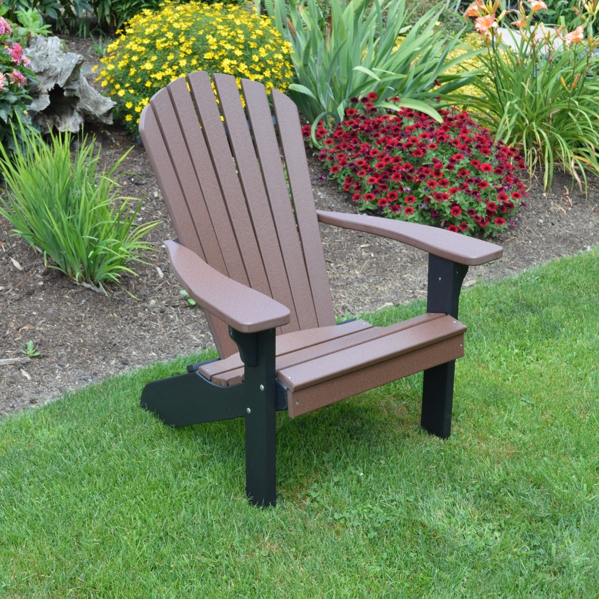 A&L Furniture Poly Fanback Adirondack Chair w/Black Frame