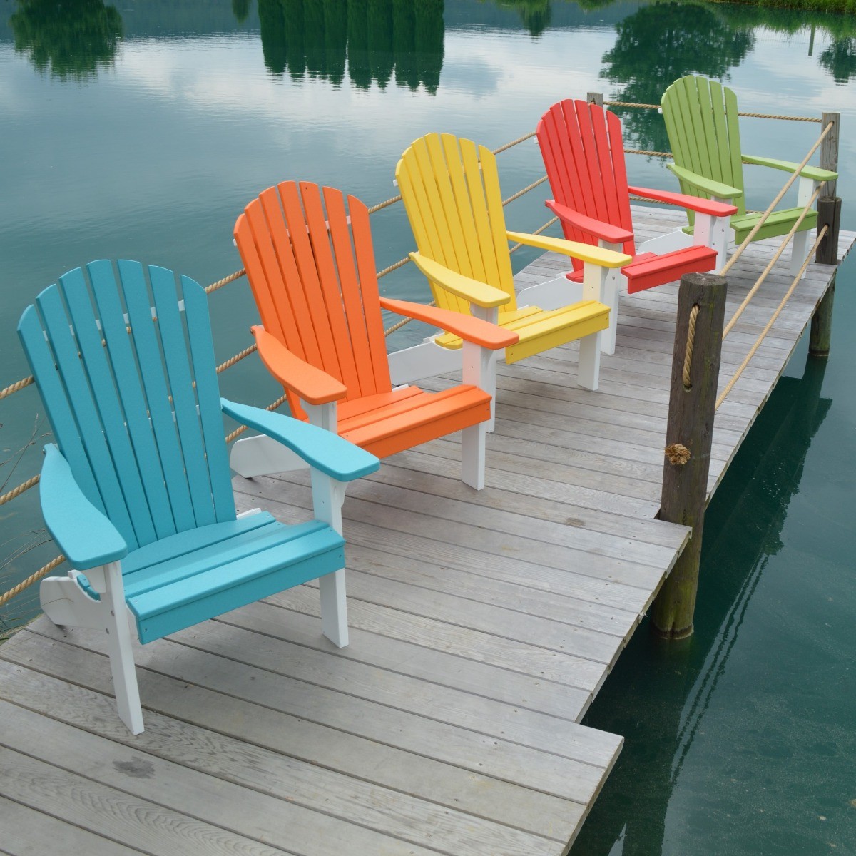 A&L Furniture Poly Fanback Adirondack Chair w/ White Frame