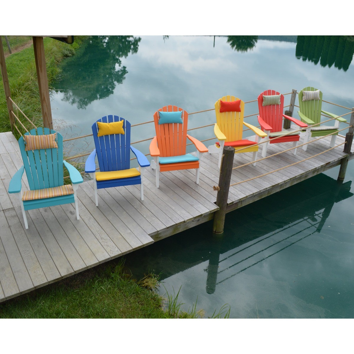 A&L Furniture Poly Fanback Adirondack Chair w/ White Frame