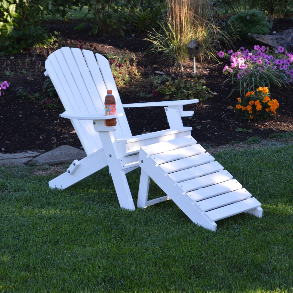 A&L Furniture Poly Folding Adirondack Chair w/2 Cupholders