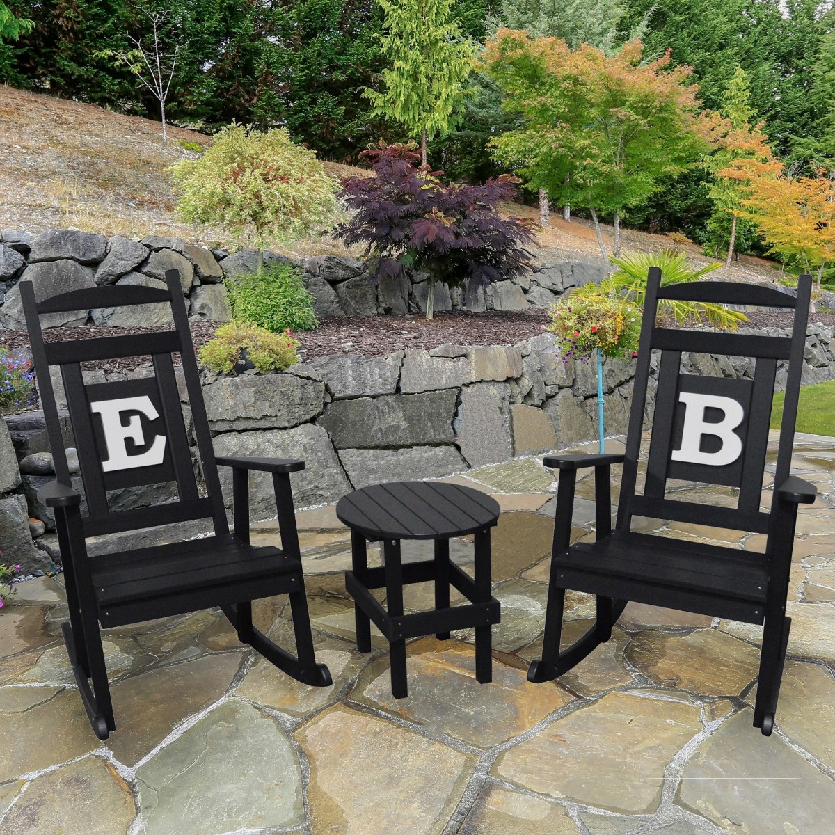 A&L Furniture Poly Classic Porch Rocker with Monogram