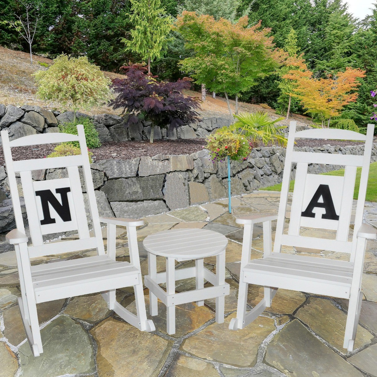 A&L Furniture Poly Classic Porch Rocker with Monogram