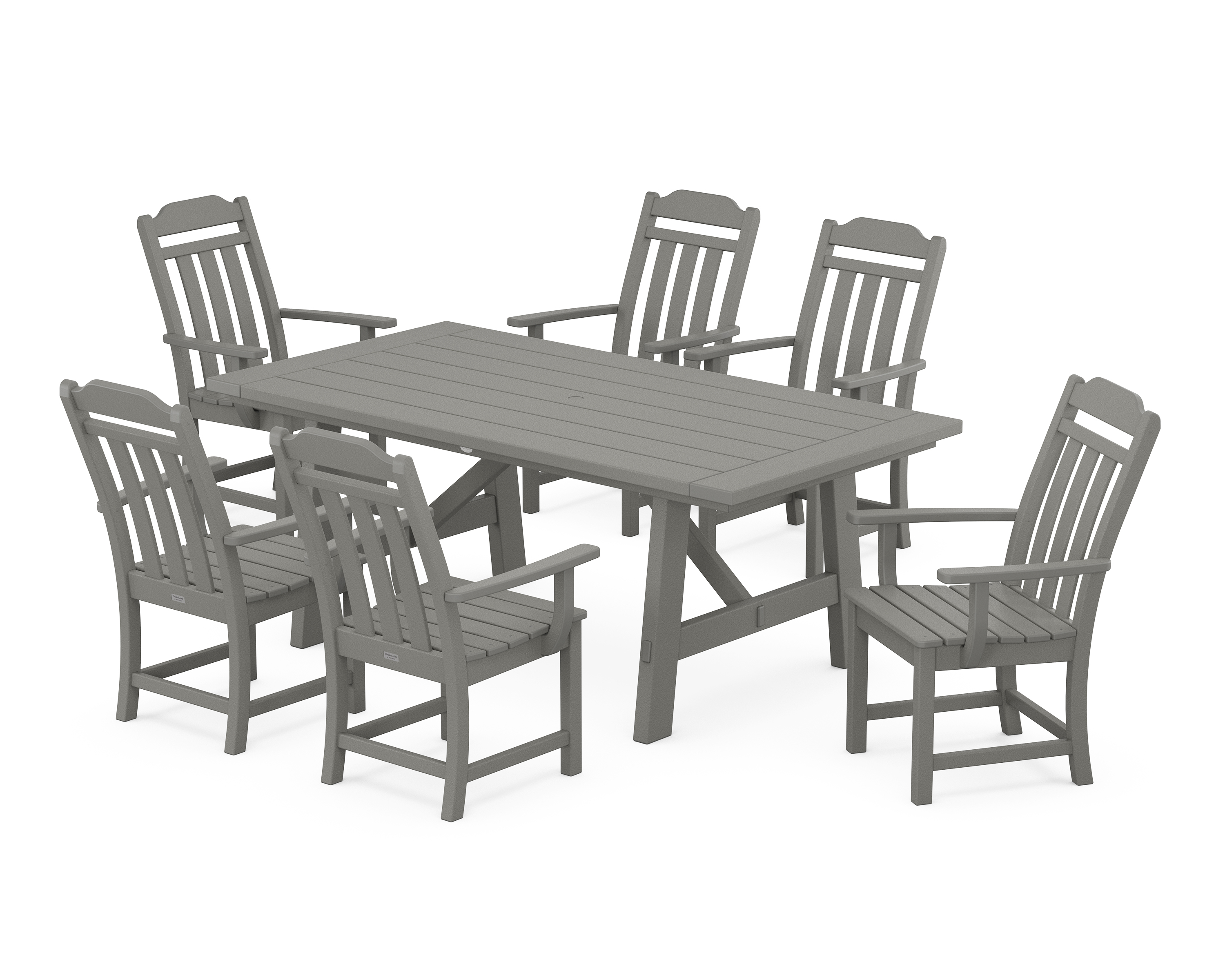 POLYWOOD Cottage Arm Chair 7-Piece Rustic Farmhouse Dining Set