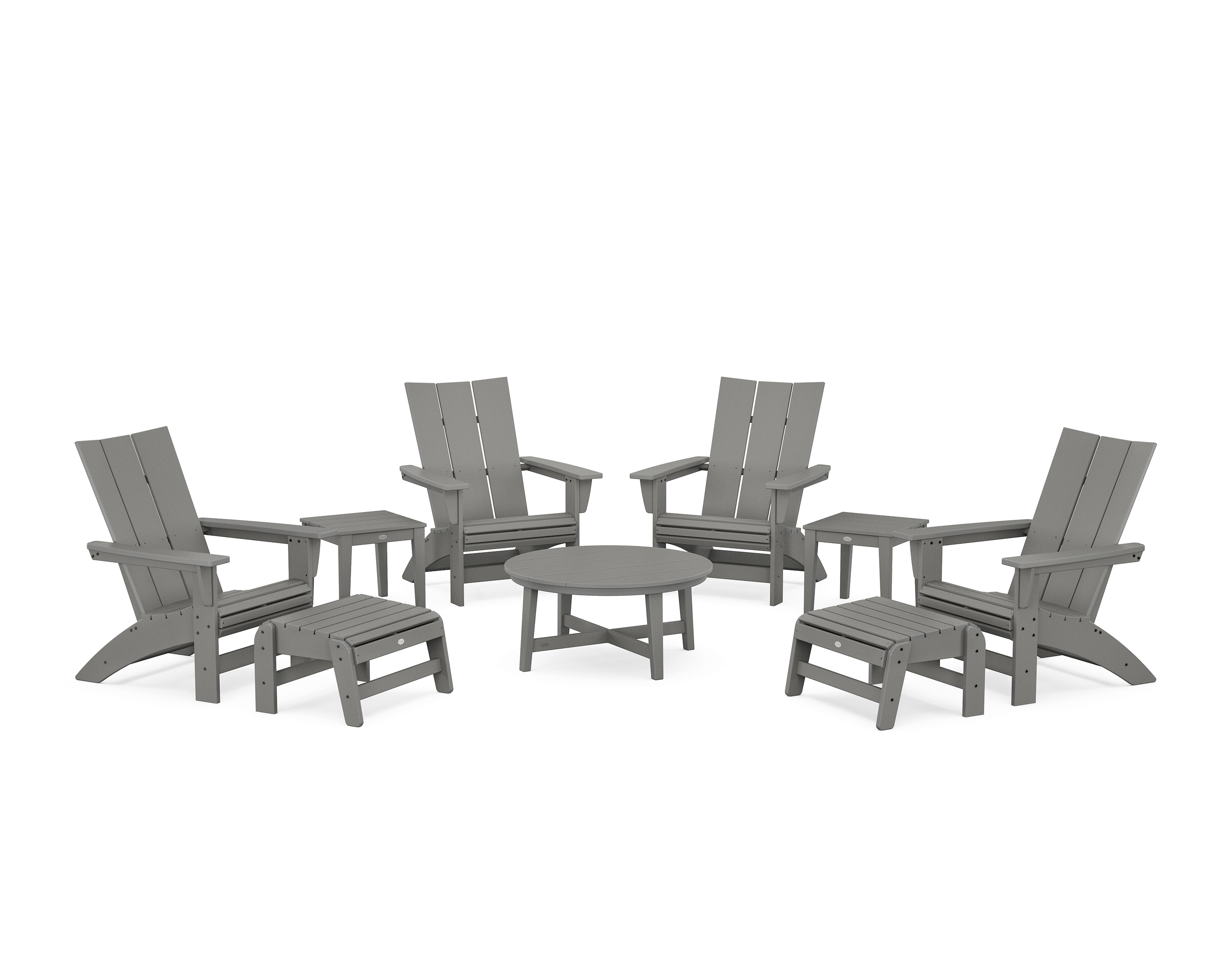 POLYWOOD Modern Grand Adirondack 9-Piece Conversation Set
