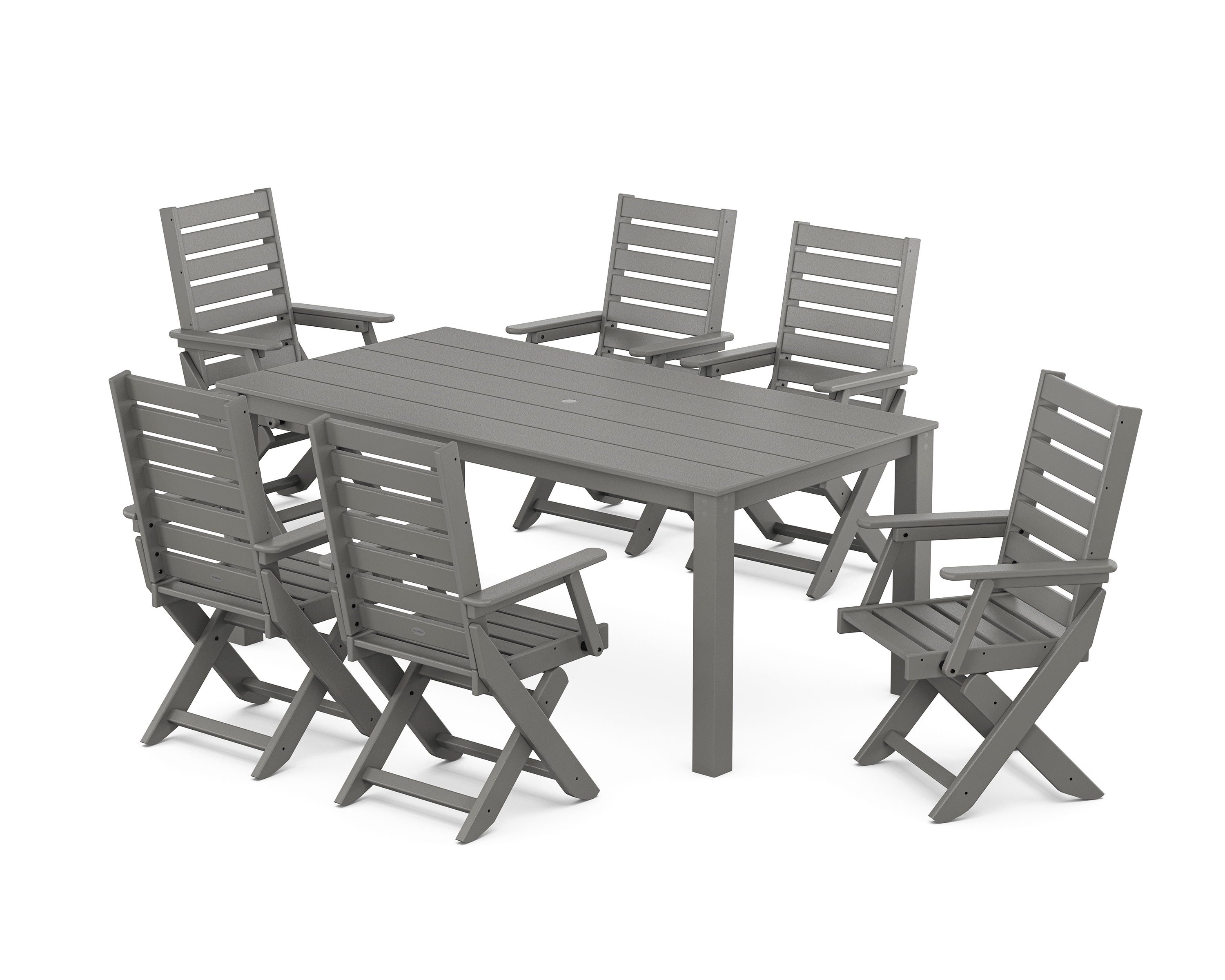 POLYWOOD Captain Folding Chair 7-Piece Parsons Dining Set