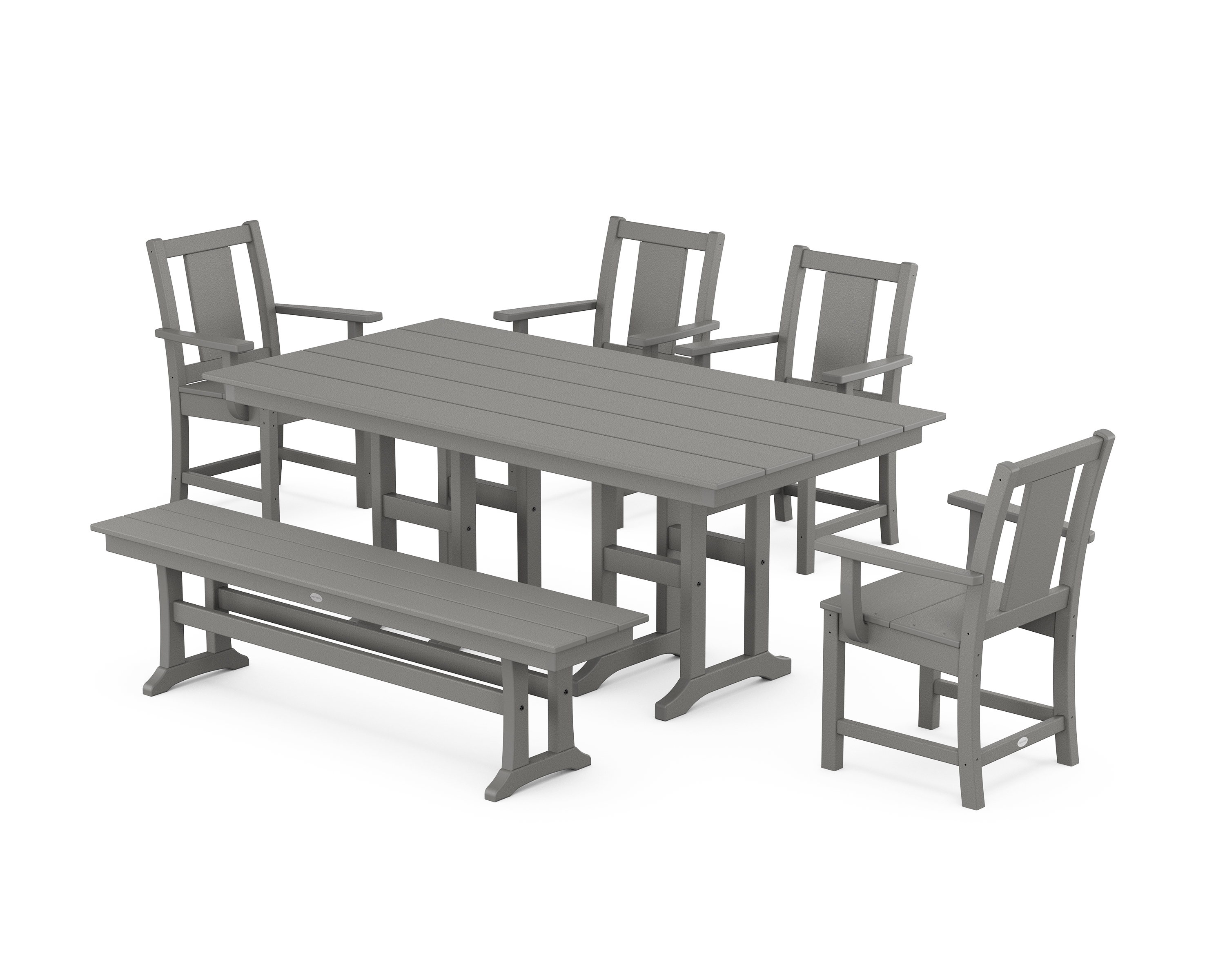 POLYWOOD Prairie 6-Piece Farmhouse Dining Set with Bench