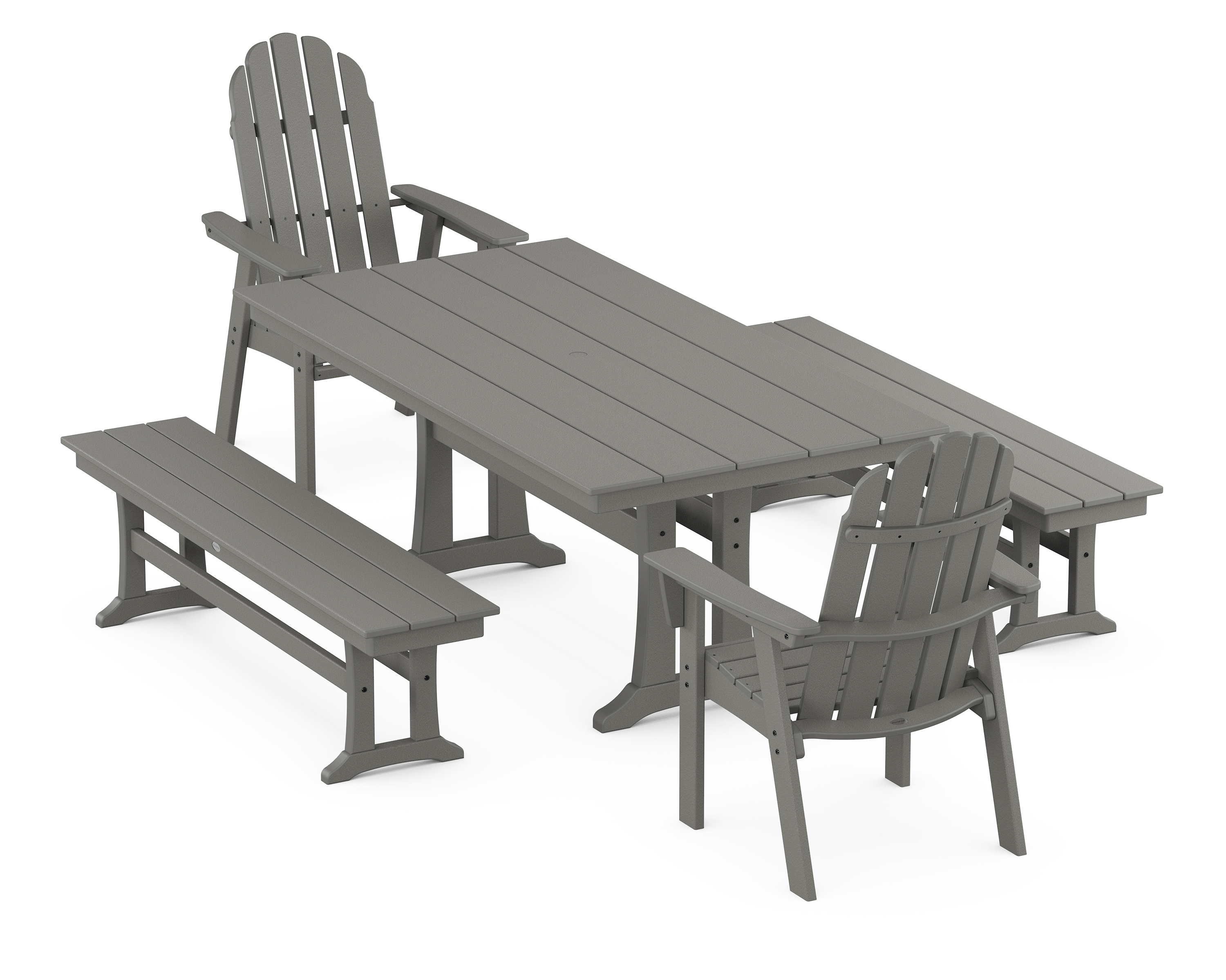 POLYWOOD Vineyard Adirondack 5-Piece Farmhouse Dining Set With Trestle Legs