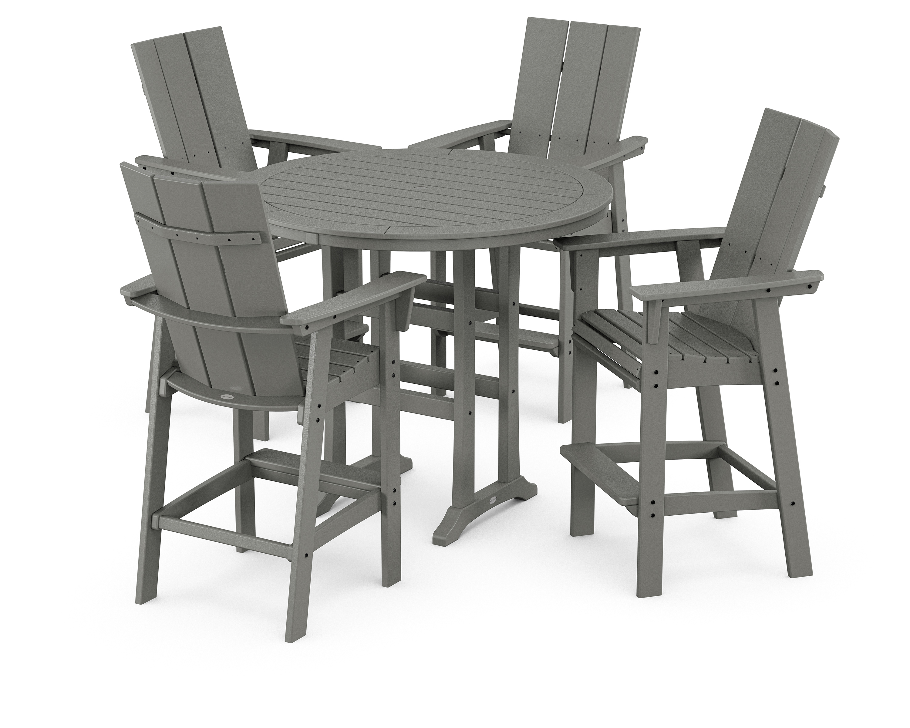 POLYWOOD Modern Curveback Adirondack 5-Piece Nautical Trestle Bar Set