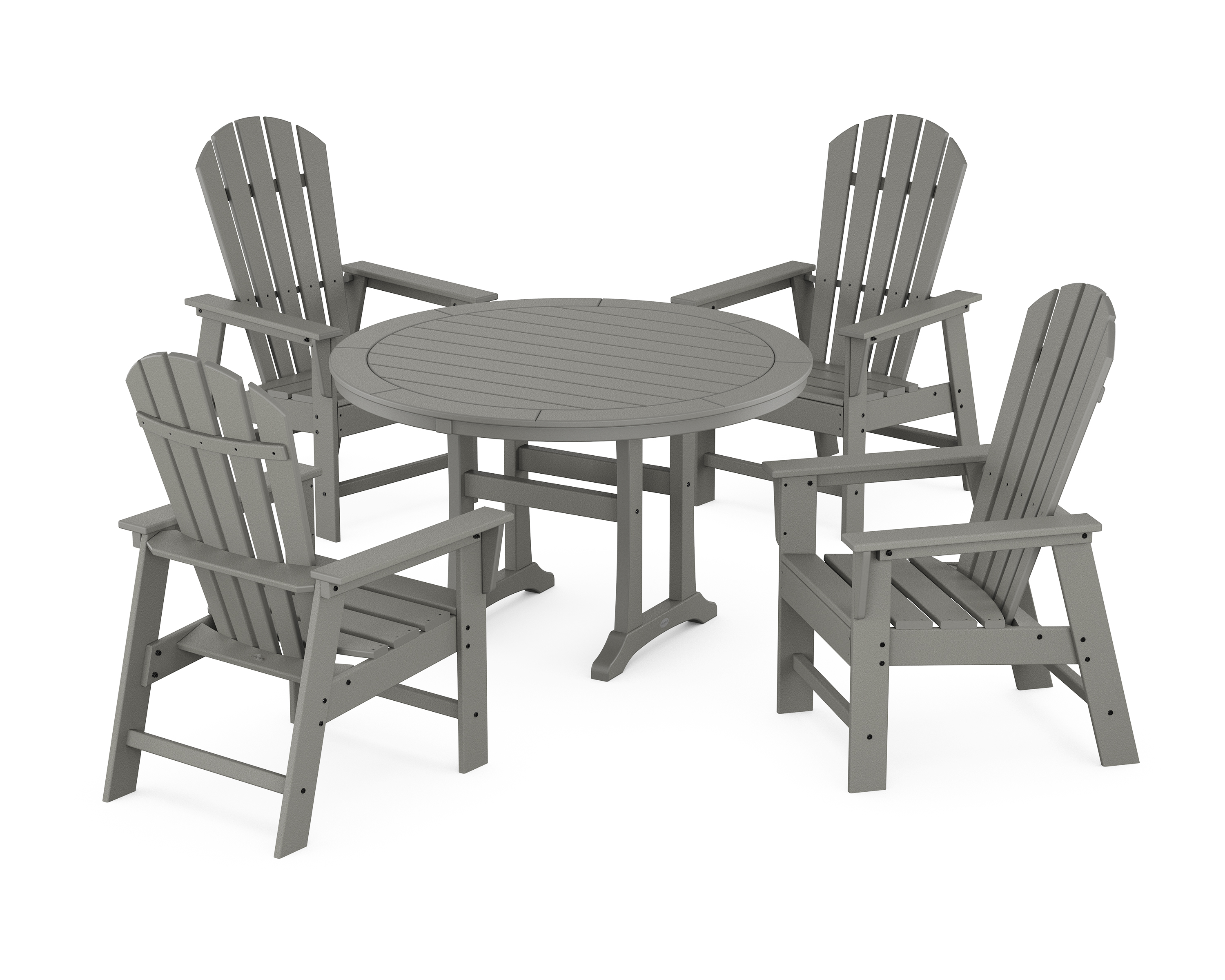 POLYWOOD South Beach 5-Piece Round Dining Set with Trestle Legs