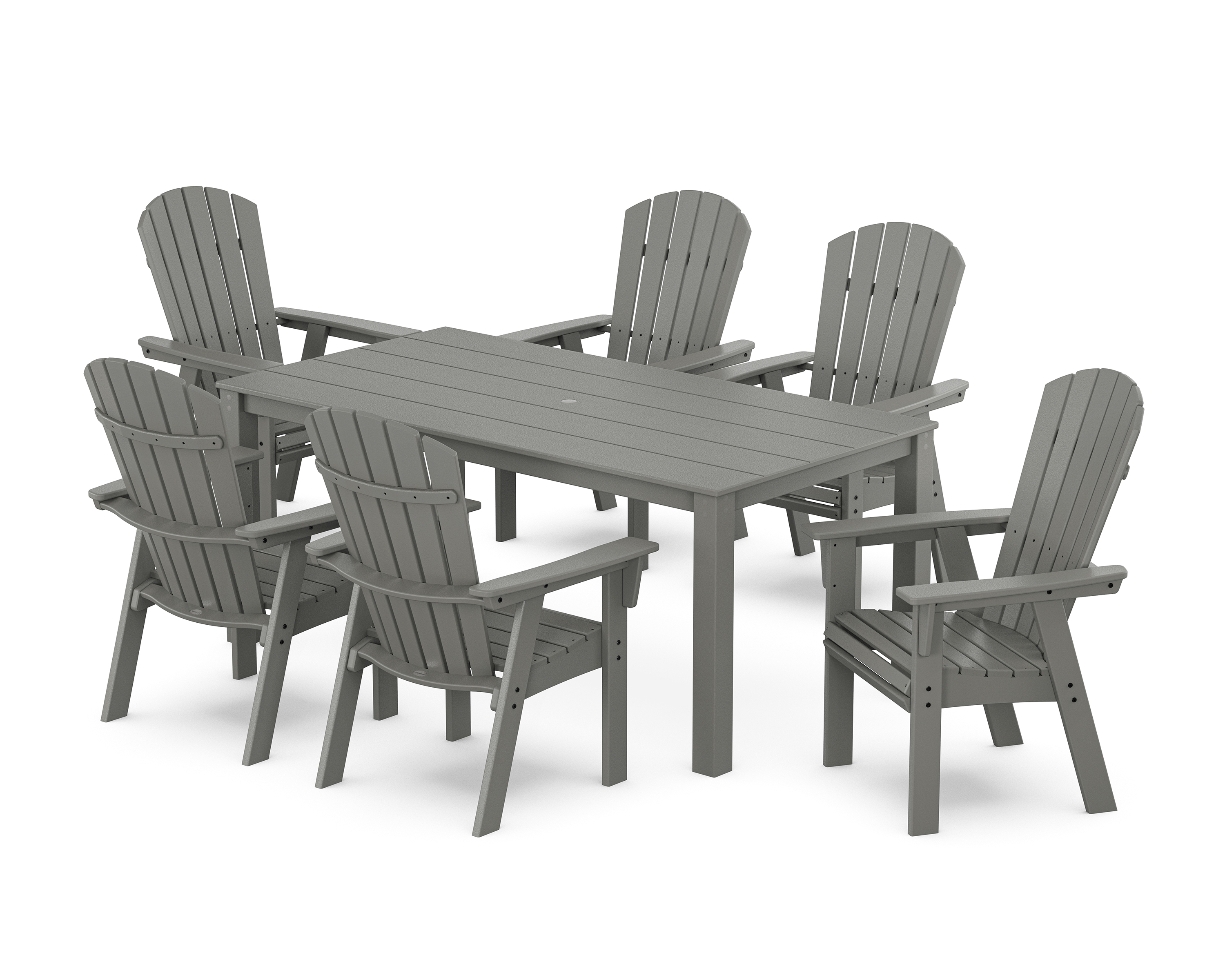 POLYWOOD Nautical Curveback Adirondack 7-Piece Parsons Dining Set