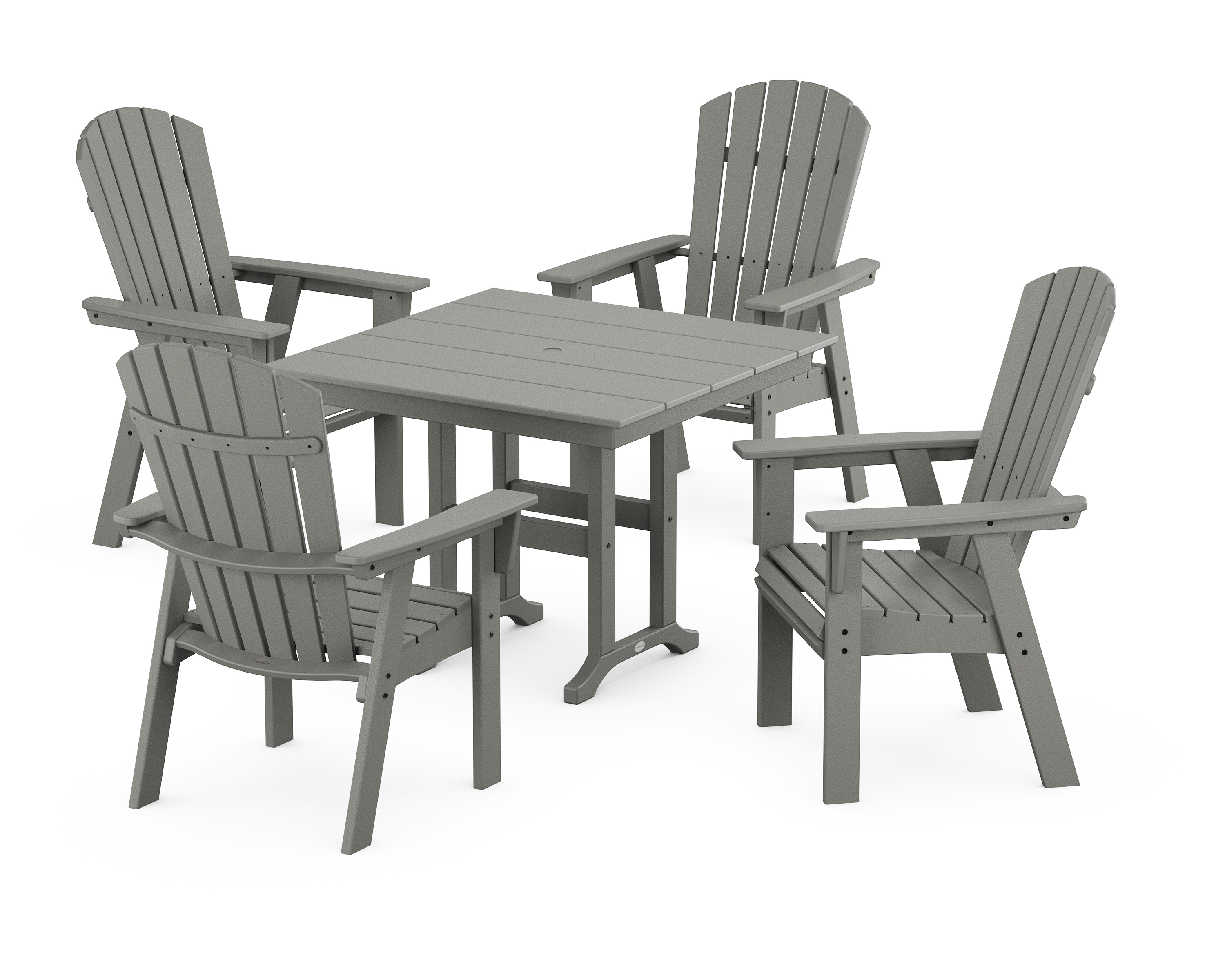 POLYWOOD Nautical Curveback Adirondack 5-Piece Farmhouse Dining Set