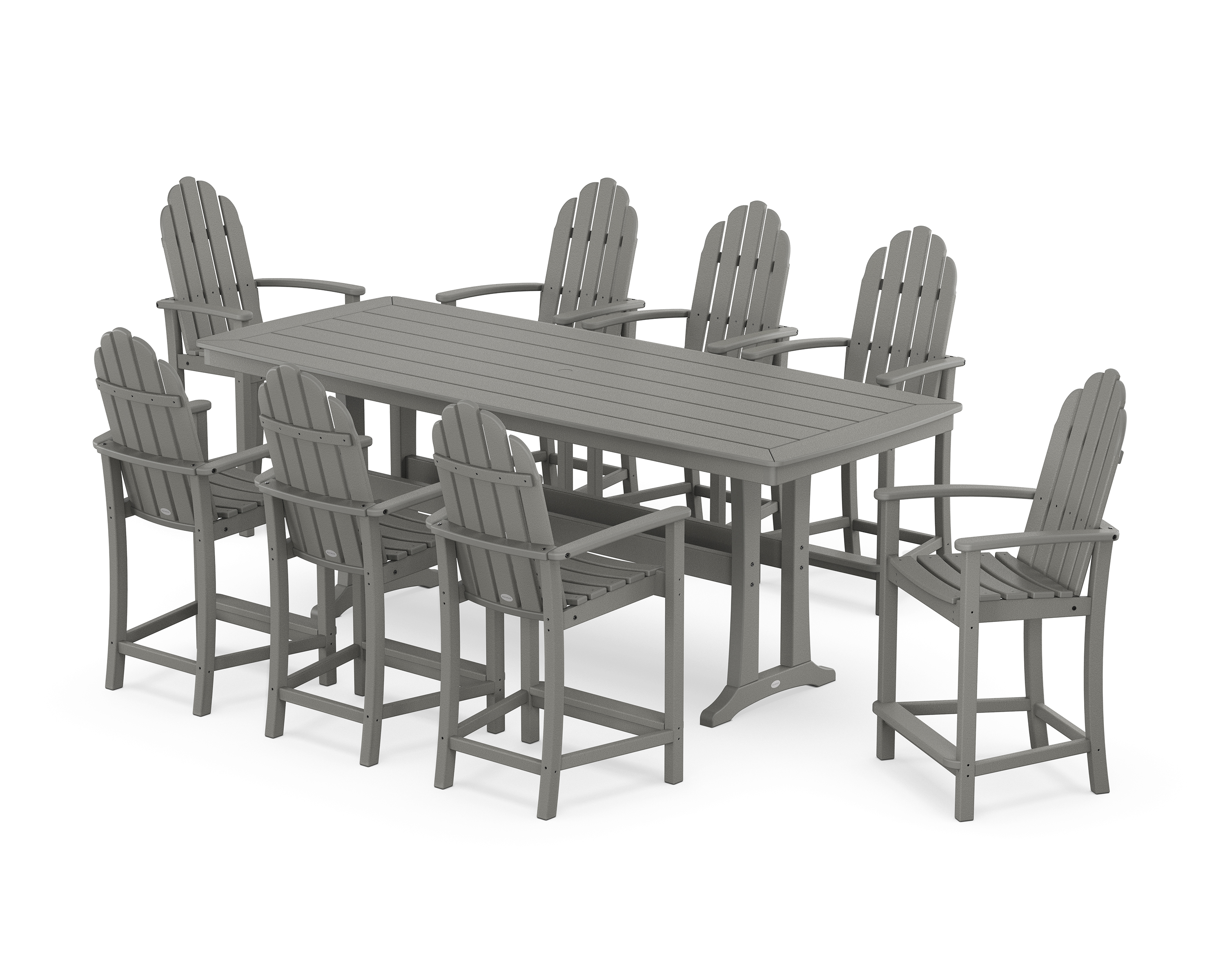 POLYWOOD Classic Adirondack 9-Piece Counter Set with Trestle Legs